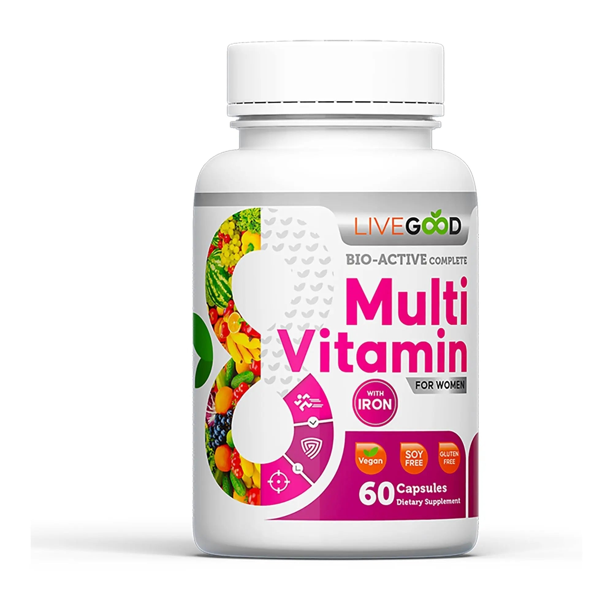 LIVEGOOD Bio-Active Complete Multivitamin for Women with Iron, Daily Women’s Multi with 24 Essential Vitamins and Minerals LIVEGOOD uk supplements