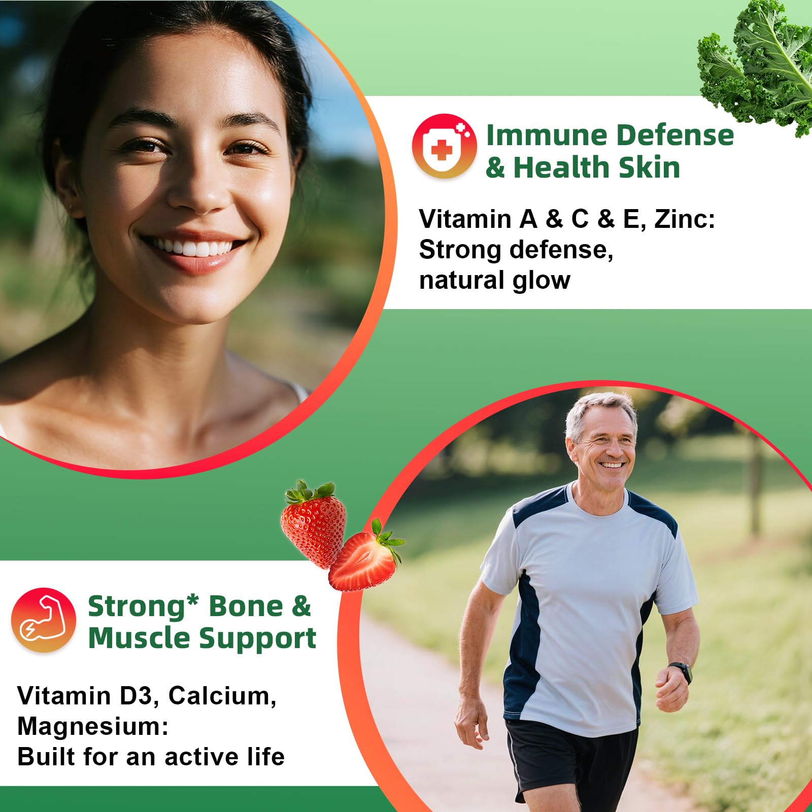 Sugar-Free Fruits & Veggies Gummies, Super Greens with 23 Fruits & 25 Veggies, Multivitamin Minerals & Fiber, Vegan Fruit & Vegetable Supplement for Adults, 120 Gummies, 2 Month Supply Alliwise uk supplements