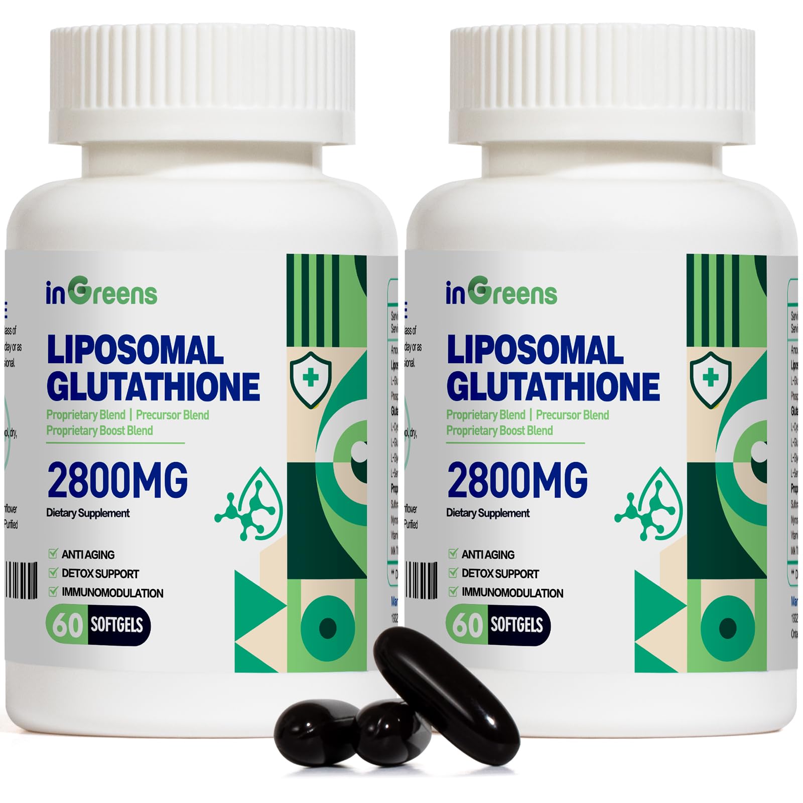 inGreens 2800 MG Liposomal Glutathione Supplement, Detoxifying & Immune, Aging Defense, Energy, Glutathione Unique Formulation Reduced inGreens uk supplements