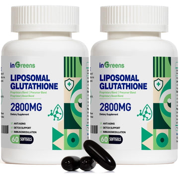 inGreens 2800 MG Liposomal Glutathione Supplement, Detoxifying & Immune, Aging Defense, Energy, Glutathione Unique Formulation Reduced inGreens uk supplements