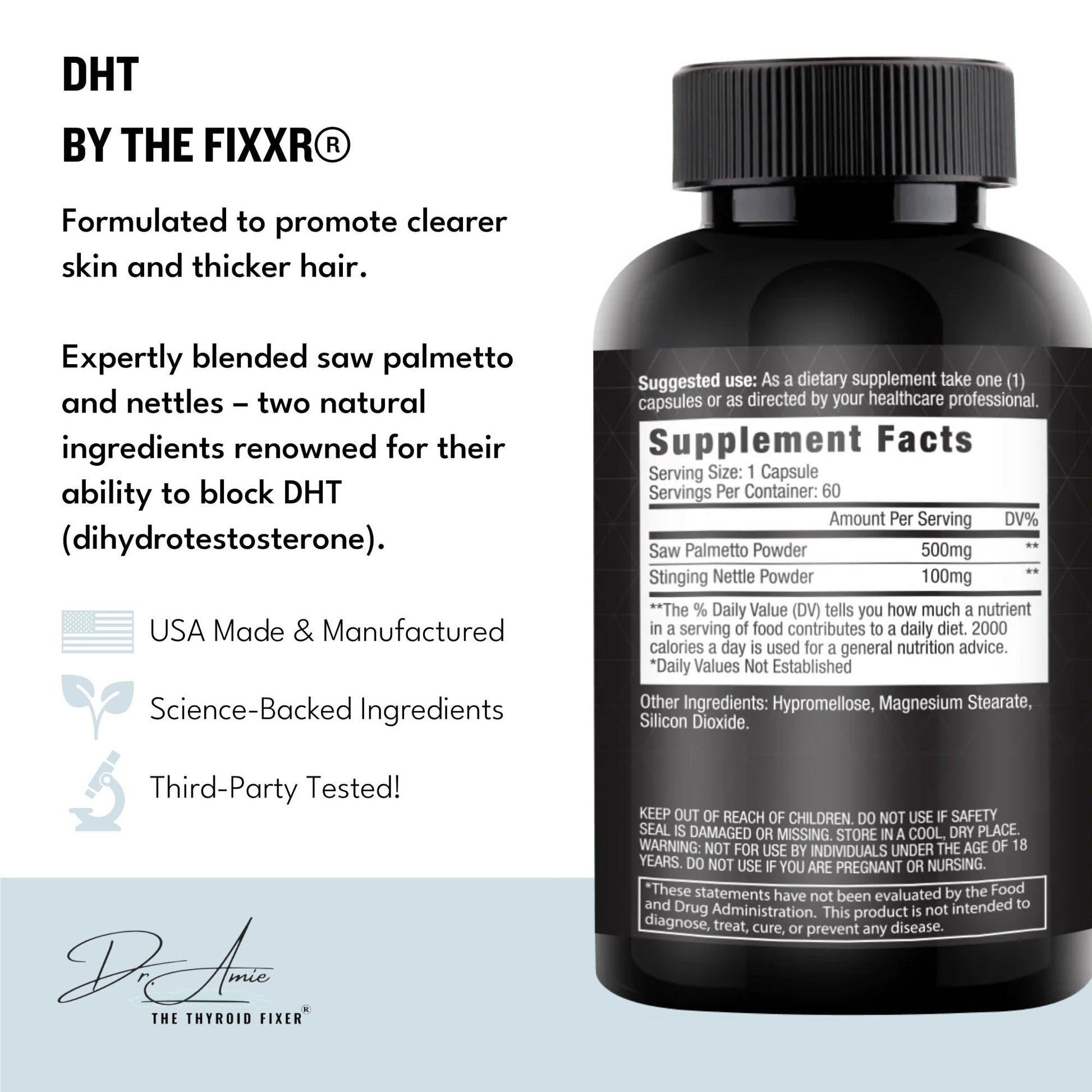 Fixxr DHT Support by Dr. Amie | with Saw Palmetto and Nettles | Acne and Hair Loss Support | 60 Capsules Fixxr uk supplements