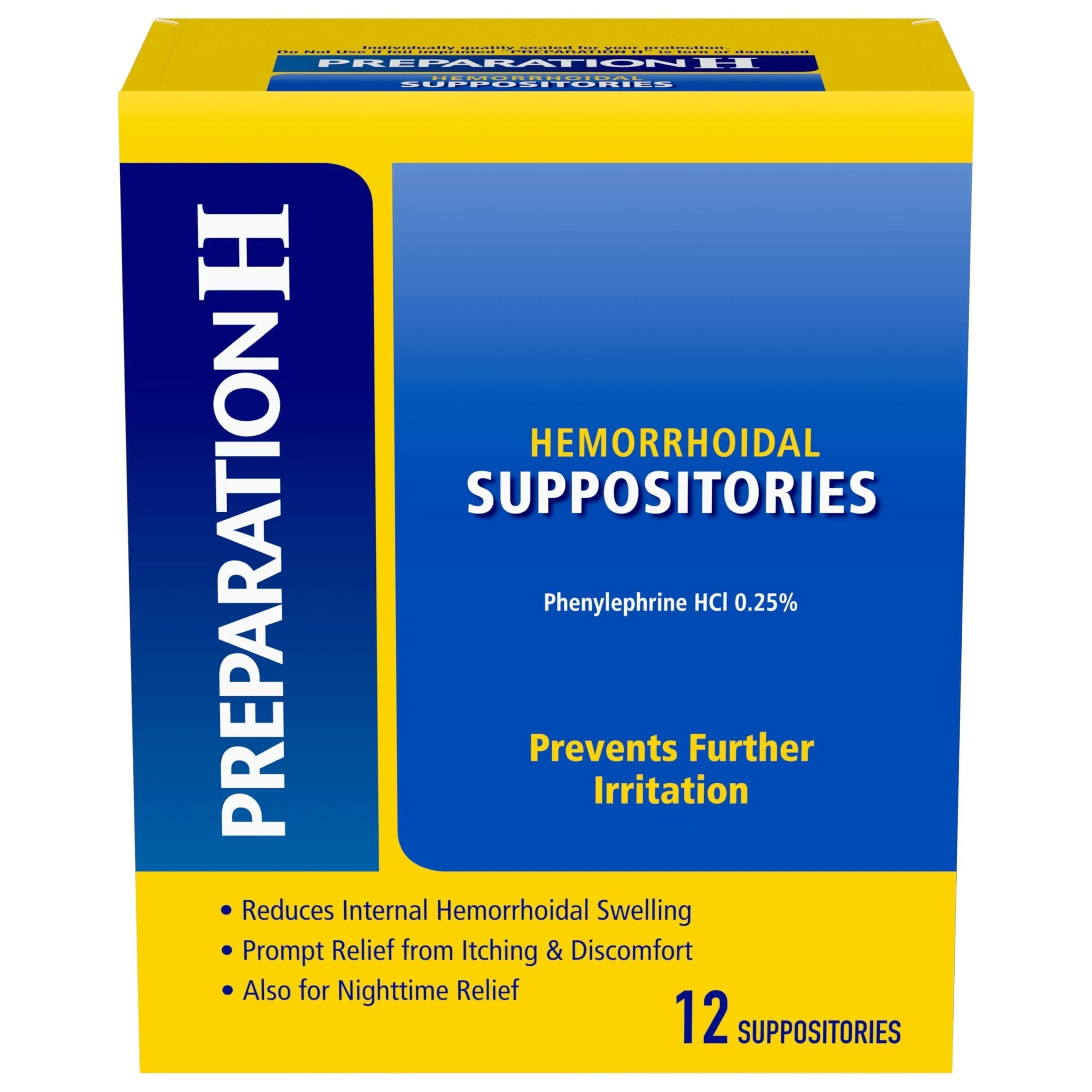 Preparation H Hemorrhoid Suppositories For Itching And Discomfort Relief - 12 Count (Pack of 1) Preparation H uk supplements