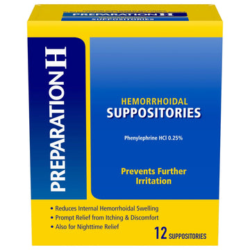 Preparation H Hemorrhoid Suppositories For Itching And Discomfort Relief - 12 Count (Pack of 1) Preparation H uk supplements