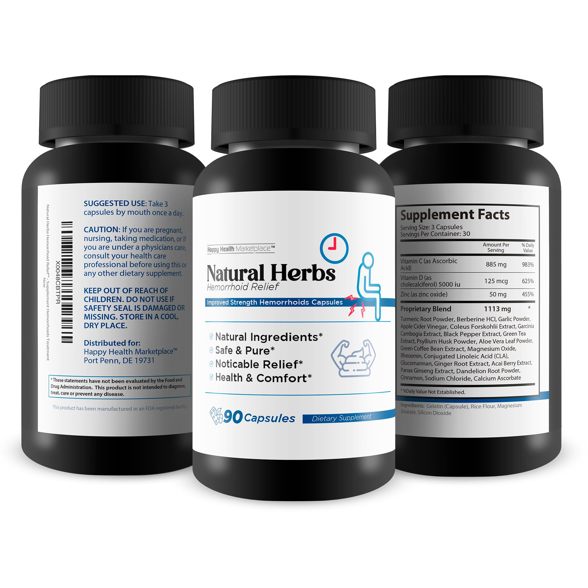 Natural Herbs Hemorrhoids Capsules - Our Best Hemorrhoid Relief Supplement - Premium Natural Herbs Strength Hemorrhoids Capsules - Hemorrhoids Natural Herbs Hemorrhoid Treatment Hemorrhoids Treatment Happy Health Marketplace uk supplements