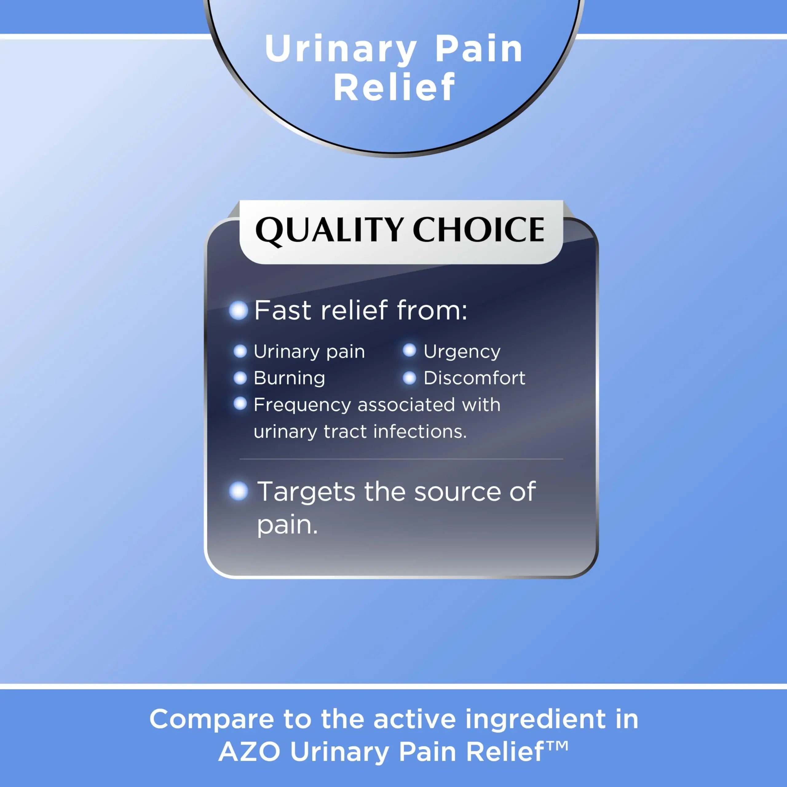 Quality Choice Fast Acting Urinary Pain Relief, Phenazopyridine Hydrochloride 95mg, Relieves UTI Pain, Burning, Frequent Urination, Bladder Discomfort, Urgency. One 30 Tablet Box (30 Total Tablets) Quality Choice uk supplements