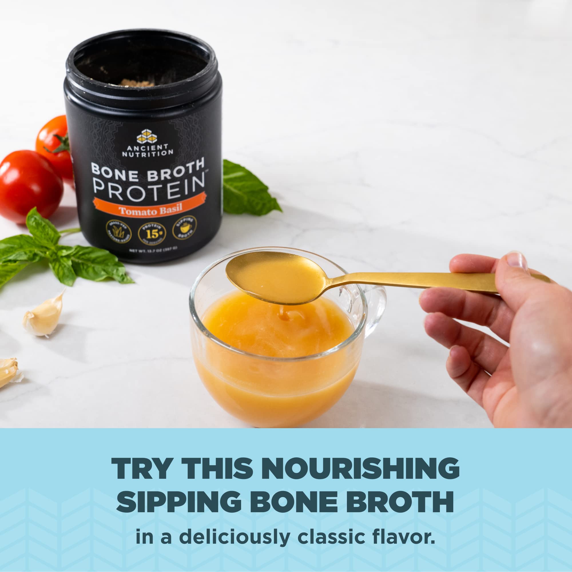 Ancient Nutrition Bone Broth Protein Powder, Tomato Basil, Grass-Fed Chicken and Beef Ancient Nutrition uk supplements