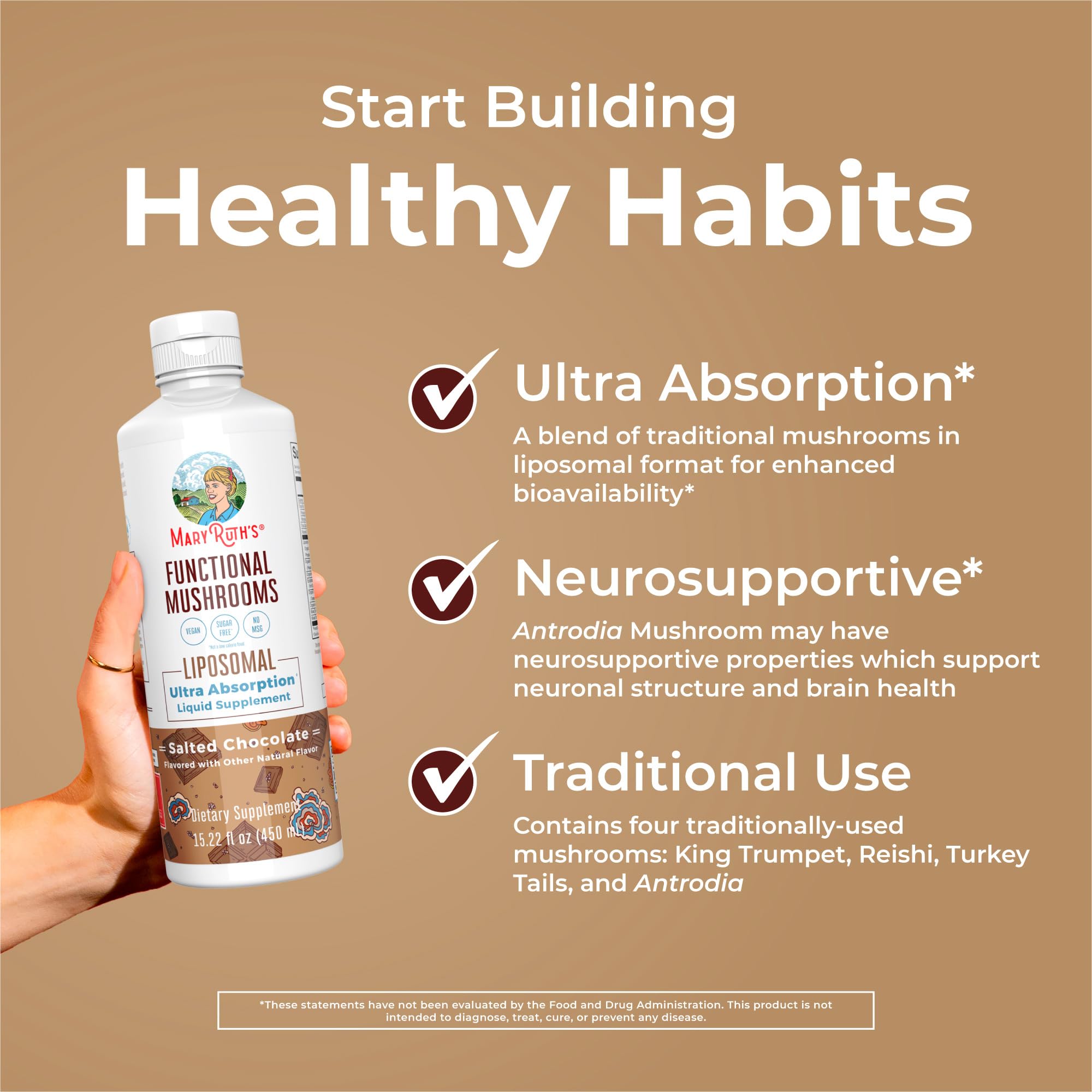 MaryRuth Organics Mushroom, Mushroom Supplement, Mushroom Liquid Vitamin, Reishi Mushroom Supplement for Immune Support, Turkey Tail Vitamin for Stress Relief, Vegan, Non-GMO, Gluten Free, 15.22 Fl Oz MARYRUTH'S uk supplements