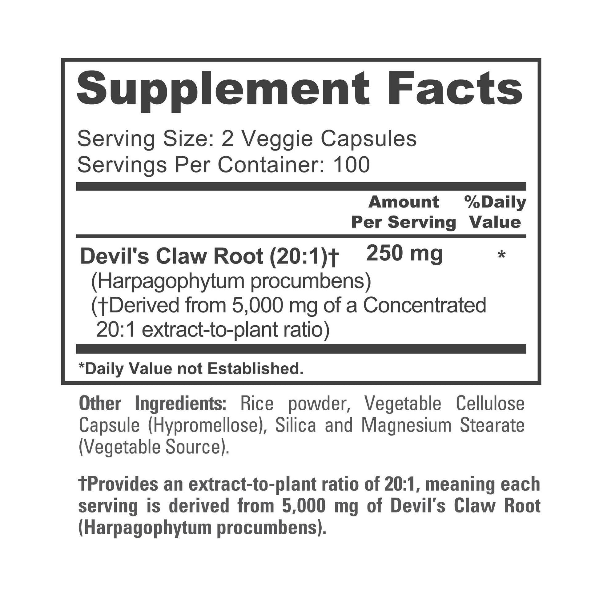 NusaPure Devil's Claw 20:1 Extract, 250 mg Equivalent to 5000mg, 200 Veggie Capsules, Concentrated Root Extract, Devils Claw Herbal Supplement, Non-GMO, Vegan Supplement NusaPure uk supplements