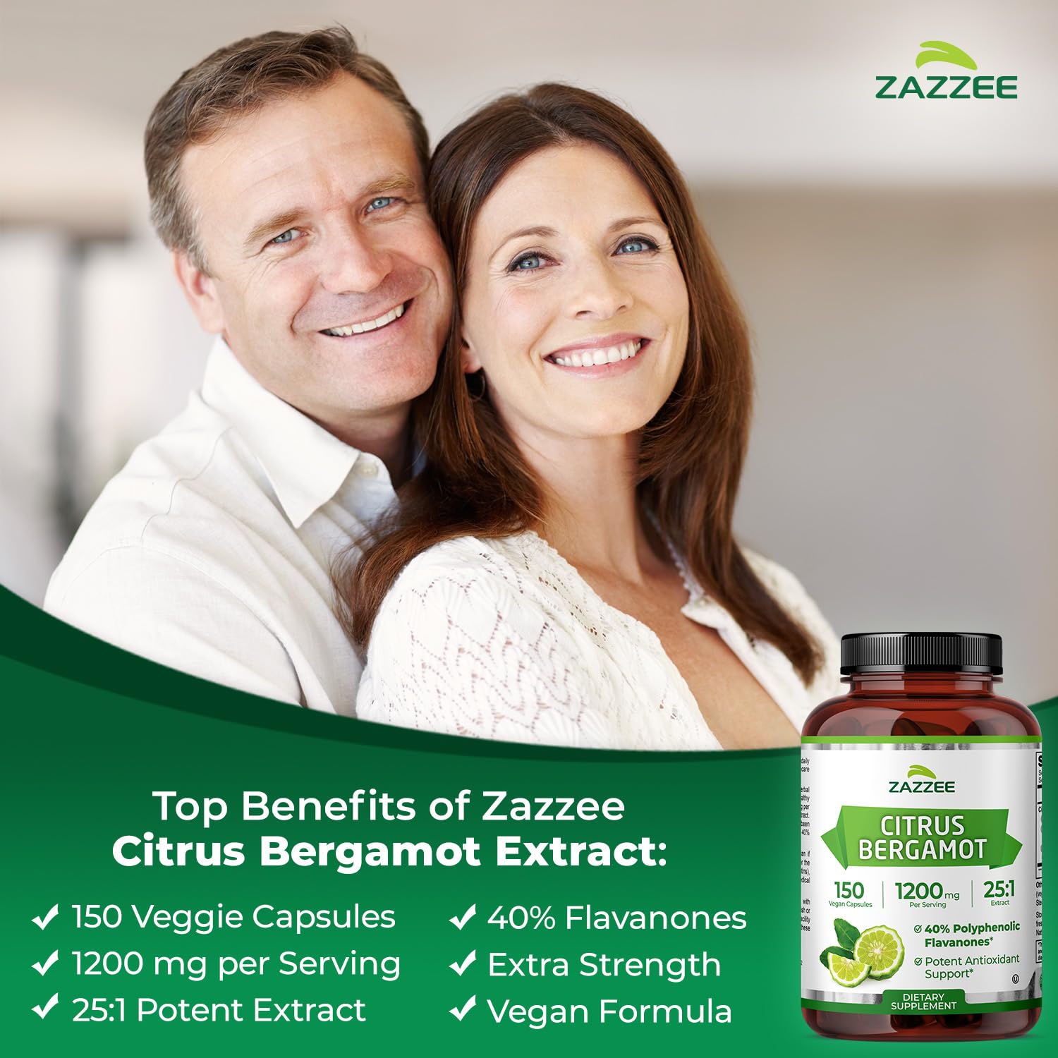 Zazzee Citrus Bergamot 25:1 Extract, 1200 mg Per Serving, 40% Polyphenolic Flavanones, 150 Vegan Capsules, 5 Month Supply, Citrus Bergamia, Antioxidant Support, Certified Kosher, Non-GMO, Made in USA Zazzee uk supplements