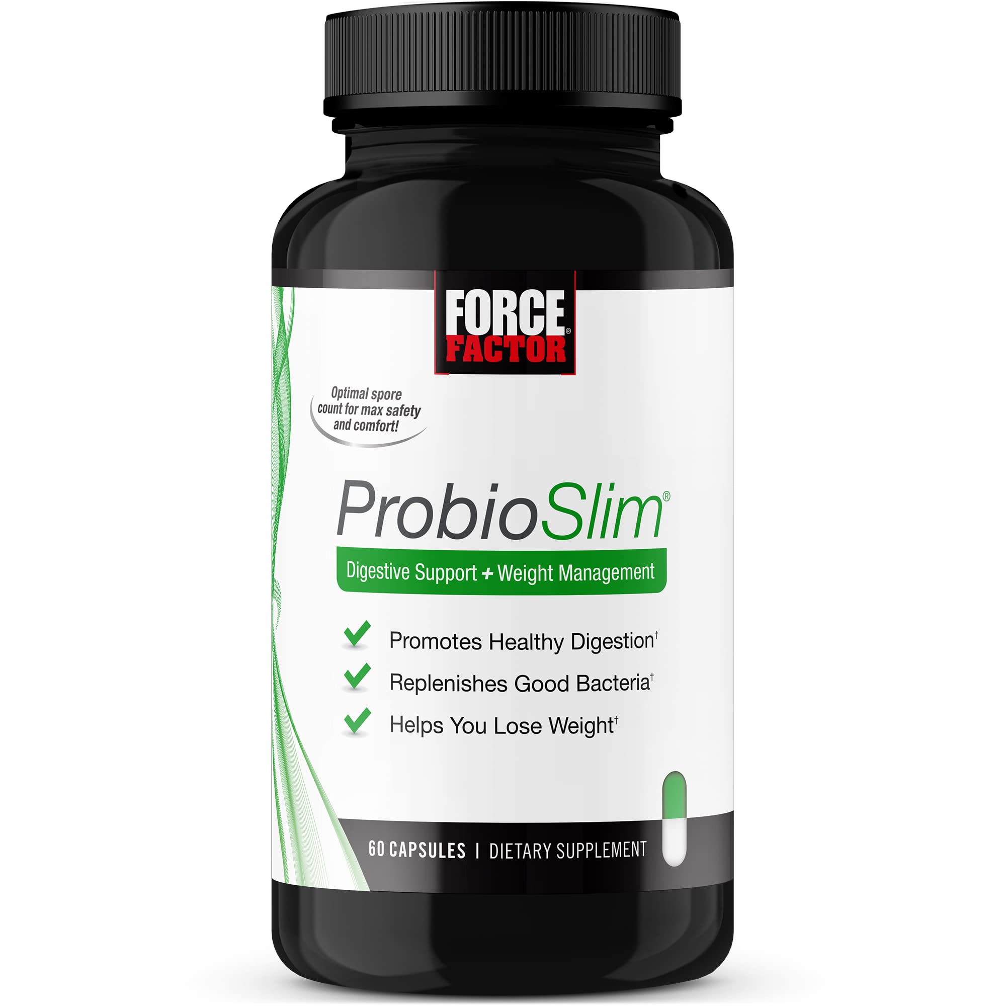 Force Factor ProbioSlim Probiotics for Women and Men, Probiotics for Digestive Health to Reduce Bloating, Gas, & Occasional Diarrhea, with Prebiotics, LactoSpore, & Green Tea for Energy, 60 Capsules ProbioSlim uk supplements