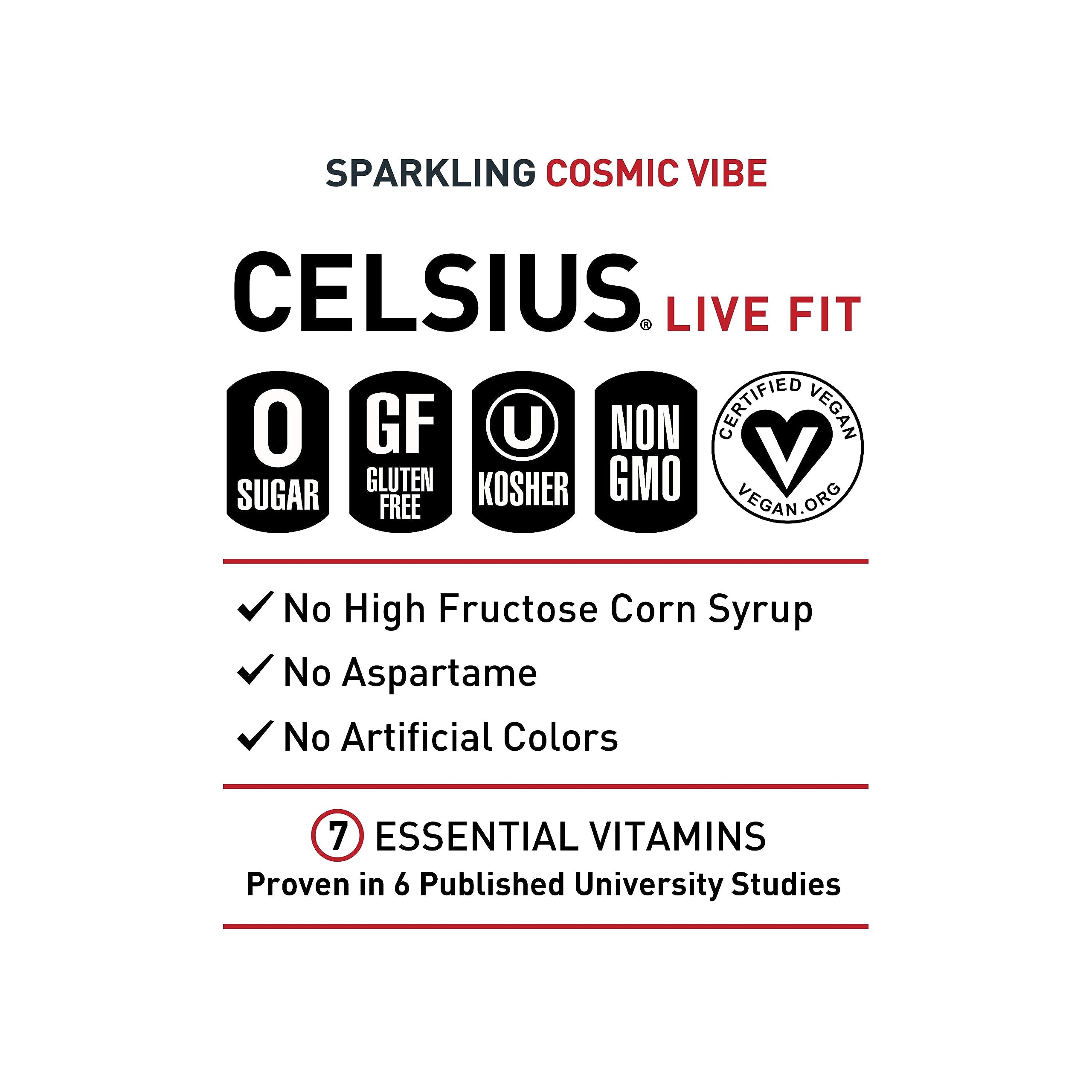 CELSIUS Sparkling Cosmic Vibe, Functional Essential Energy Drink 12 Fl Oz (Pack of 12) CELSIUS uk supplements