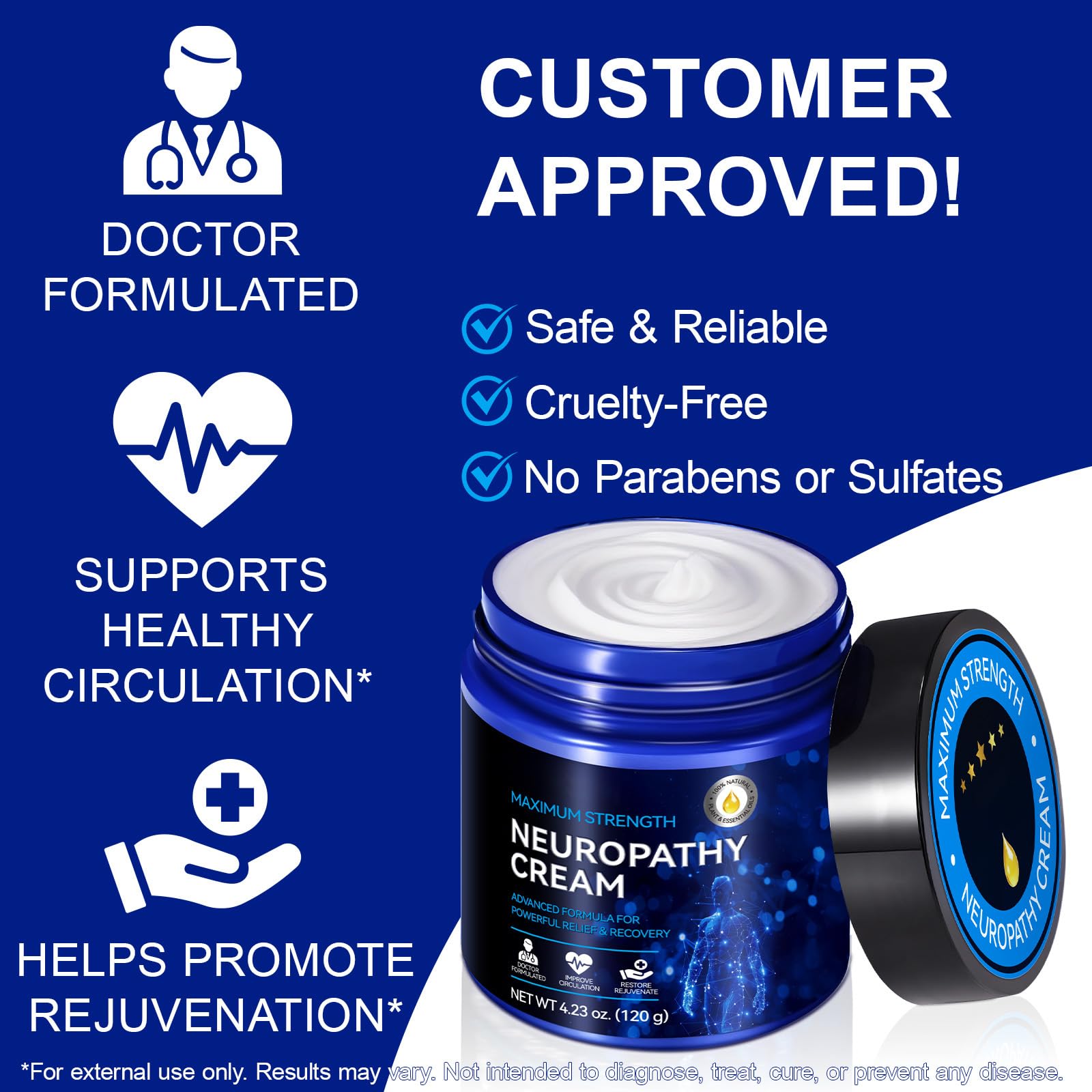 Neuropathy Cream for Feet, Legs & Hands – Lightweight, Plant-Based Formula with Cooling Comfort, 4 oz CFXYHNOX uk supplements