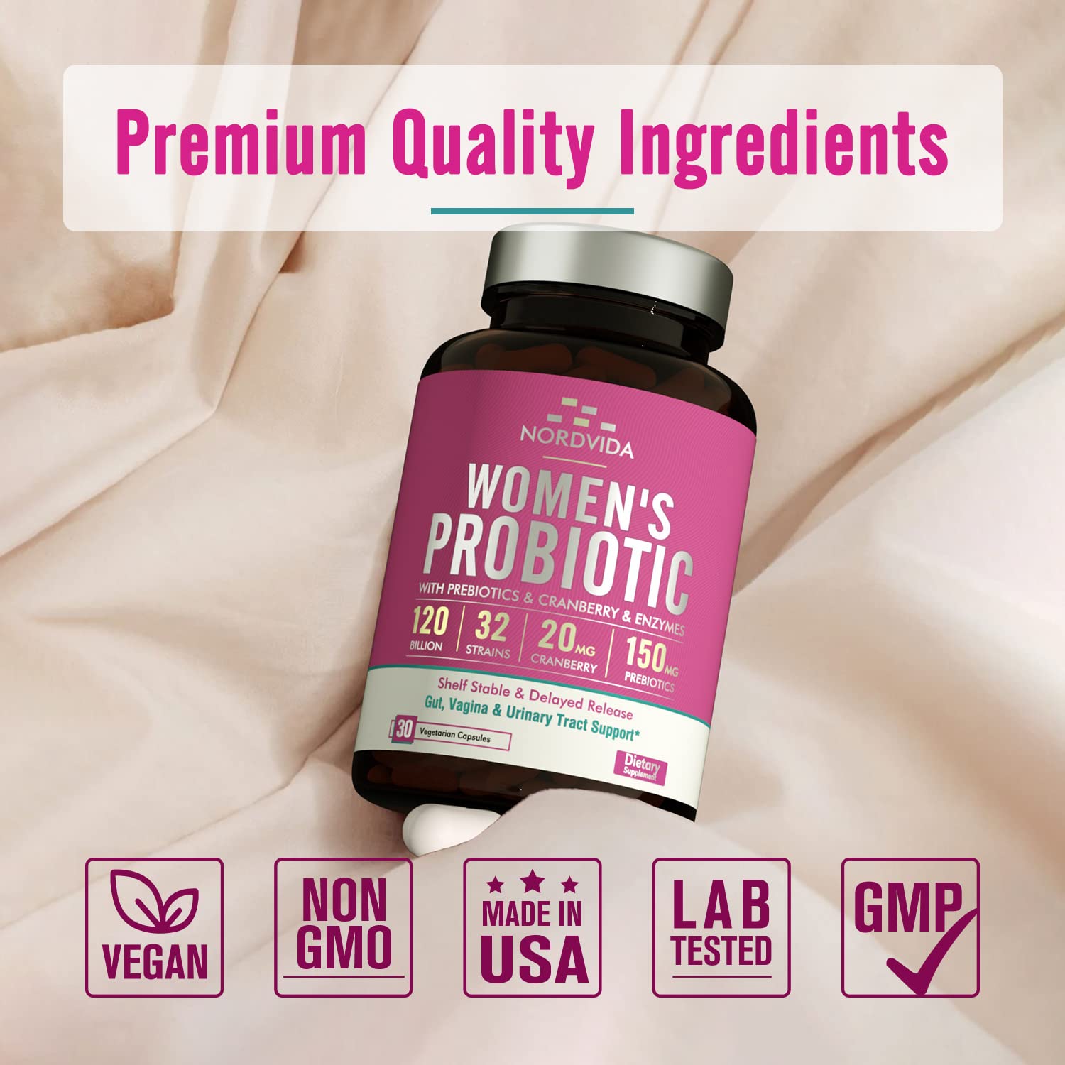 NordVida Women's Probiotic, 120 Billion & 32 Strains, Shelf Stable Probiotic for Gut Nordvida uk supplements