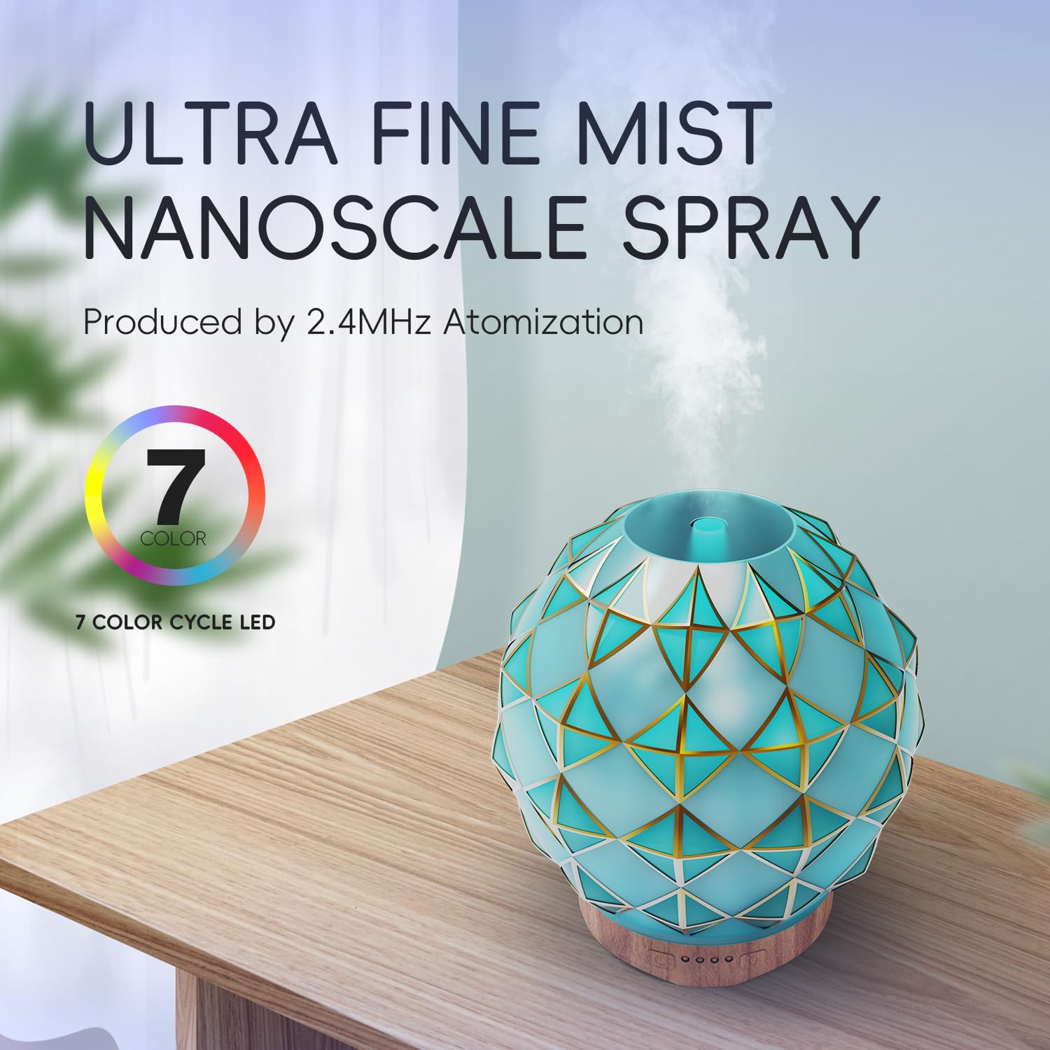 Youenkity Essential Oil Diffuser, Glass Ultrasonic Aromatherapy Diffuser with 7 Color LED Lights YOUENKITY uk supplements