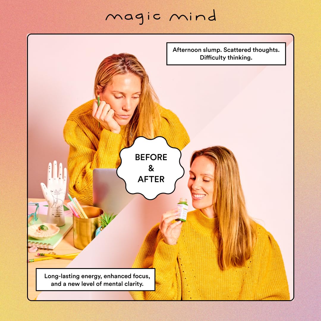 Magic Mind Focus Energy Drink Shots - No Jitters, Stress Relieving, Ashwagandha, Functional Mushrooms, Matcha Green Tea, Vitamin B12, Vitamin C - 2 FL Oz (5 Pack) Magic Mind uk supplements