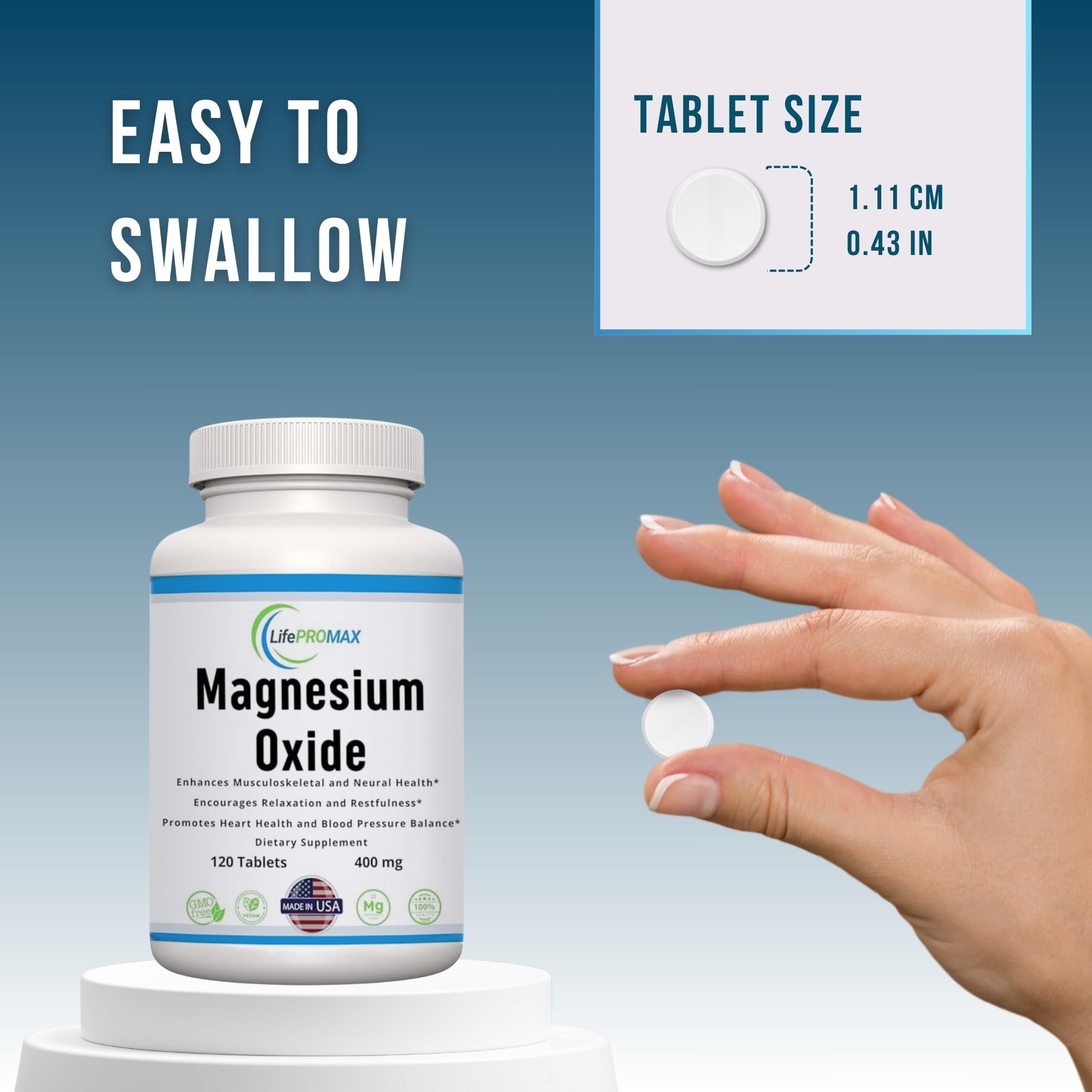 Magnesium 400mg [High Potency] Supplement – Magnesium Oxide for Immune Support, Muscle Recovery, Leg Cramps and Relaxation 120 Tablets LifePROMAX uk supplements
