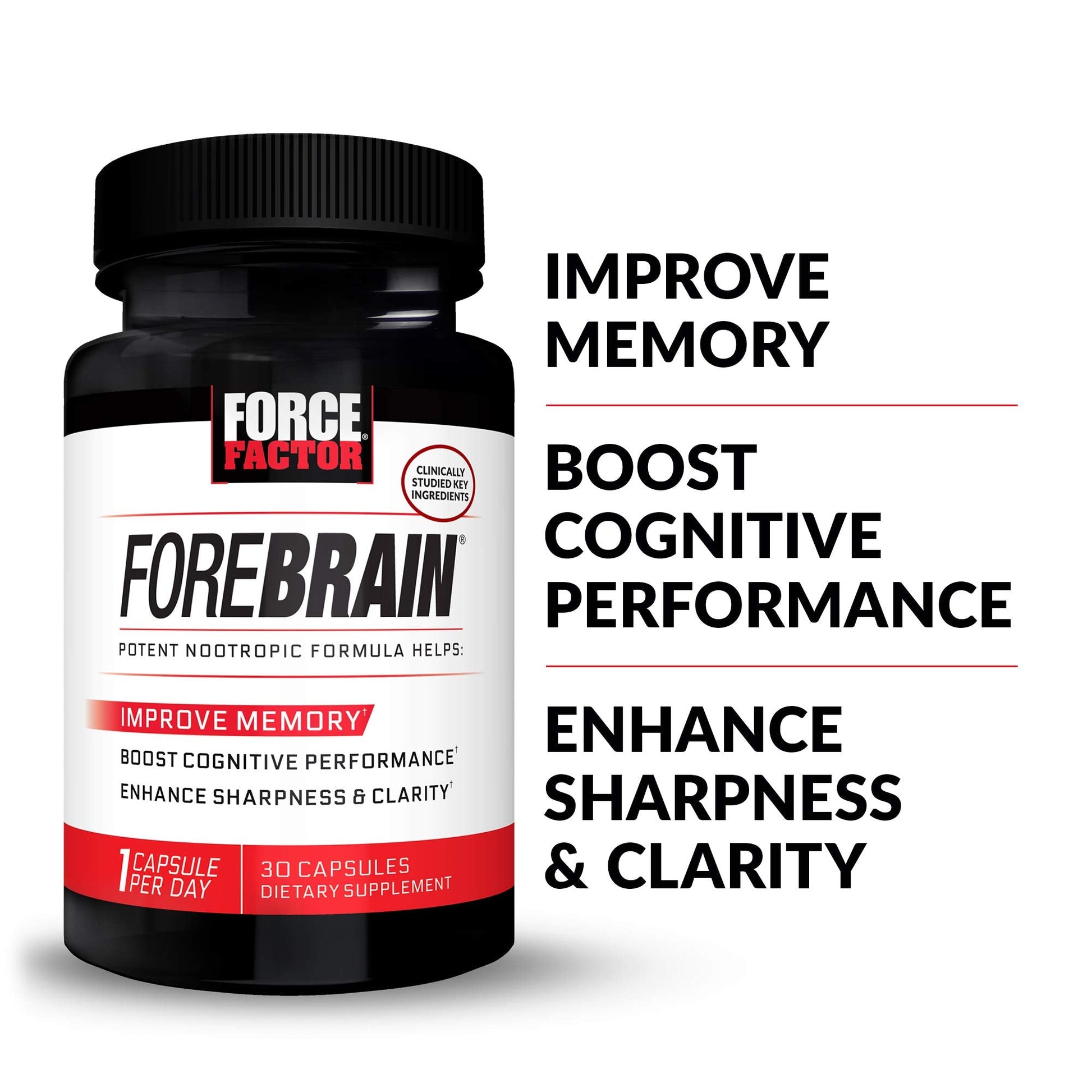 Force Factor Forebrain Nootropic Brain Supplement with Caffeine Bacopa and Huperzine A Capsules 3Pack, White, 90 Count Force Factor uk supplements