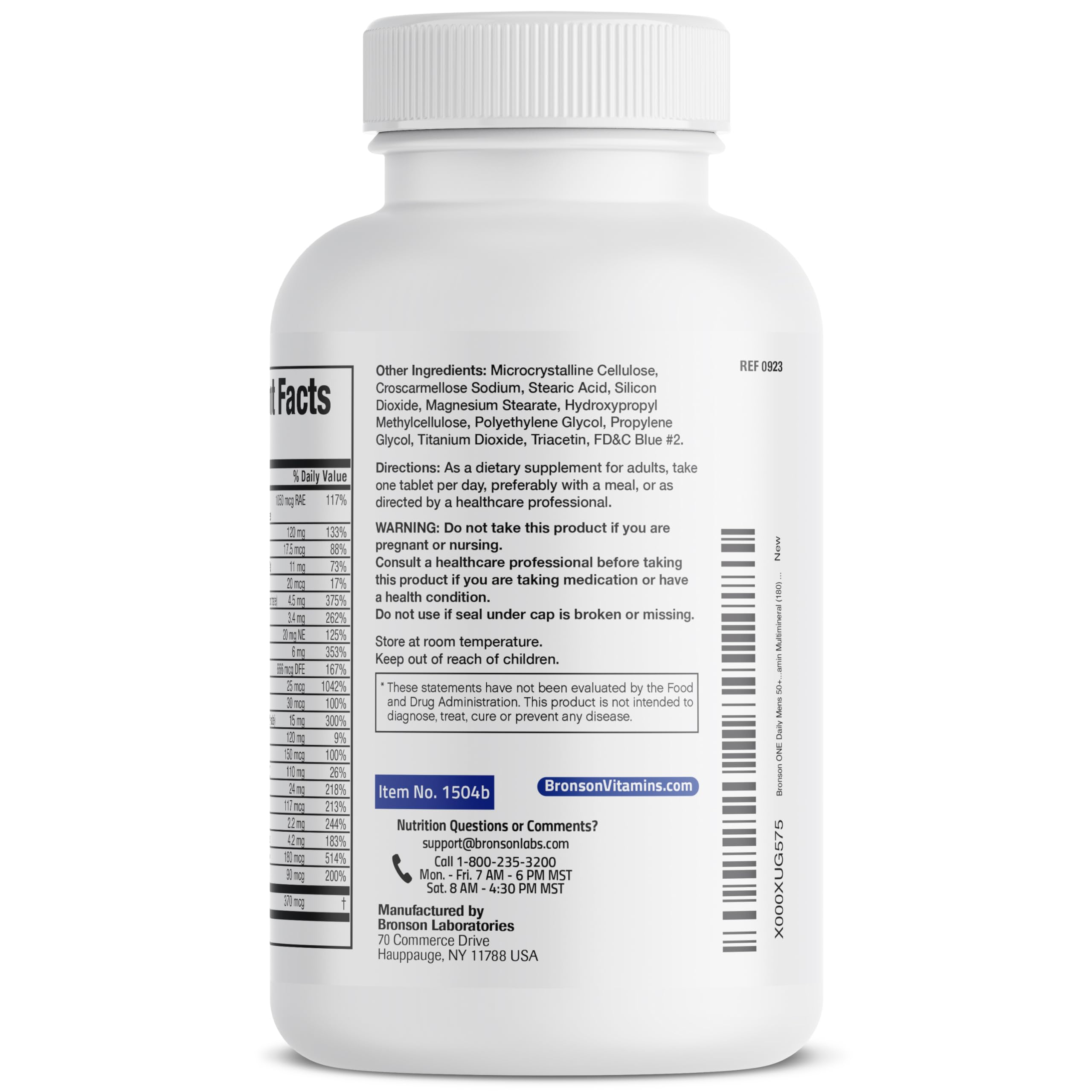 Bronson ONE Daily Mens 50+ Complete Multivitamin Multimineral, 180 Tablets Bronson uk supplements