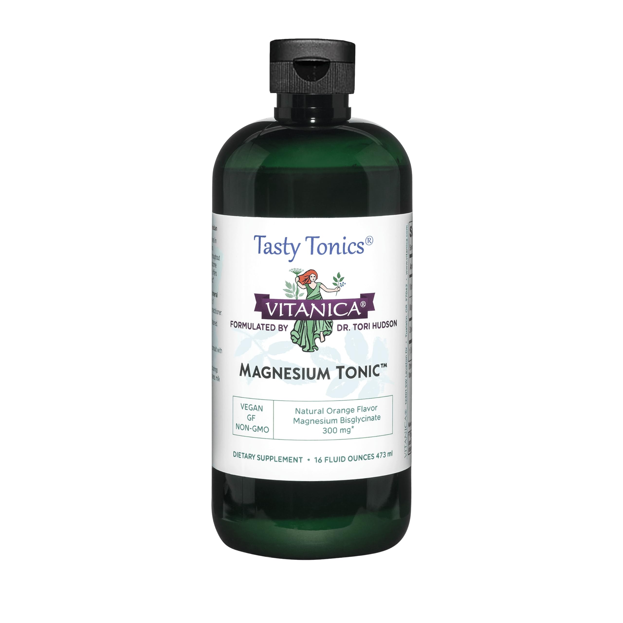 Vitanica Magnesium Tonic, Liquid Magnesium Bisglycinate Chelate 300 mg with Vitamin B6, Dr Formulated Supplement, Orange Flavor, Vegan, Gluten Free and Non-GMO,16 fl oz Vitanica uk supplements