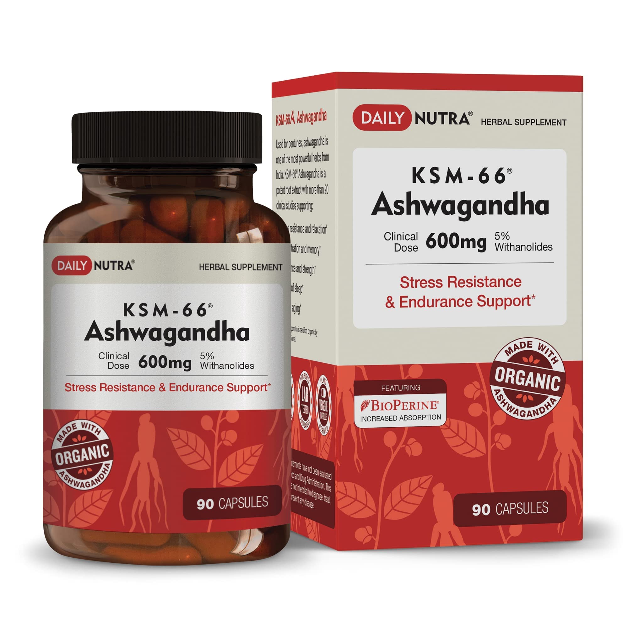 DailyNutra KSM-66 Ashwagandha 600mg Organic Root Extract - High Potency Supplement DailyNutra uk supplements