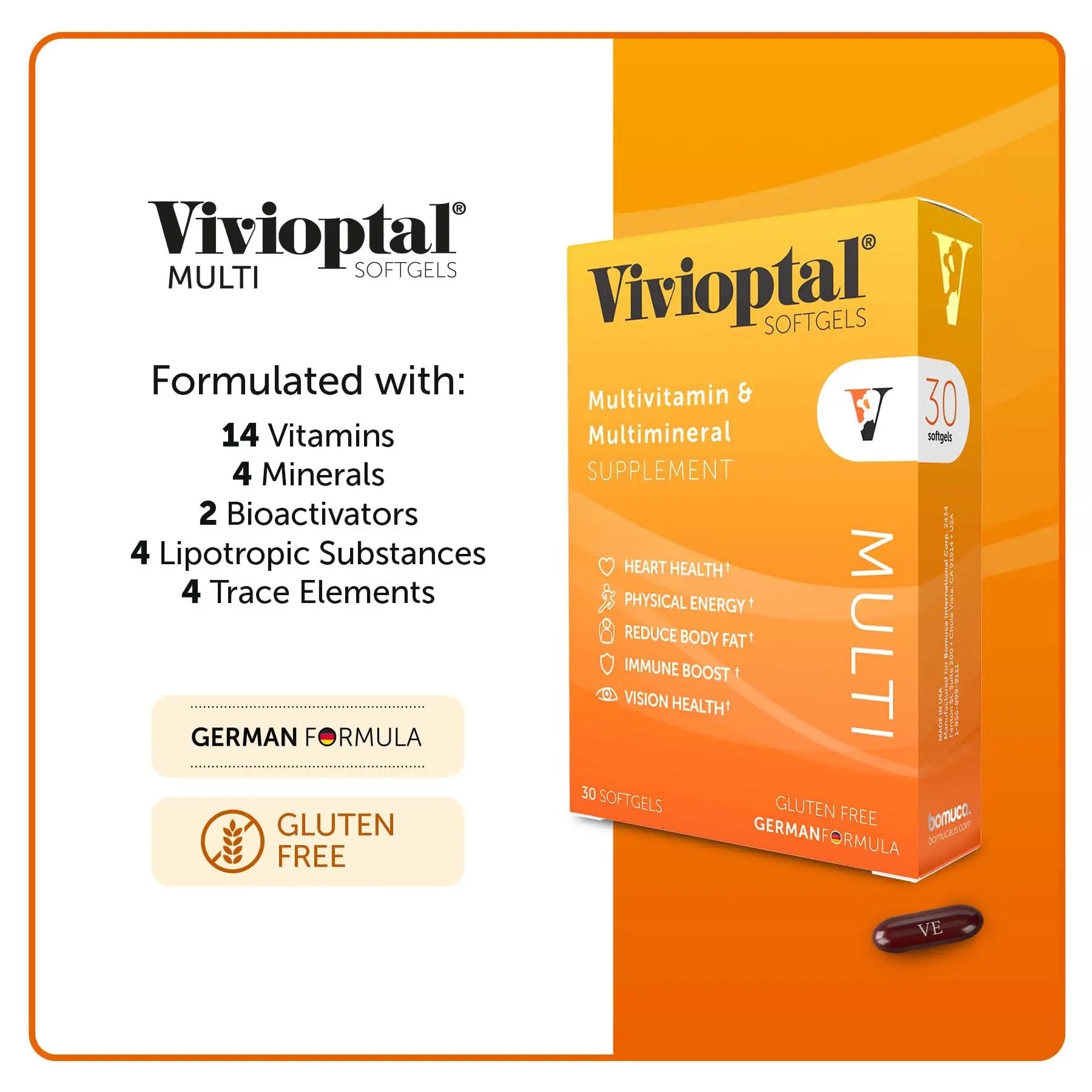 Vivioptal Multi, 30 Softgels, Multivitamin & Multimineral, Gluten Free, German Formula Vivioptal Vitamins uk supplements