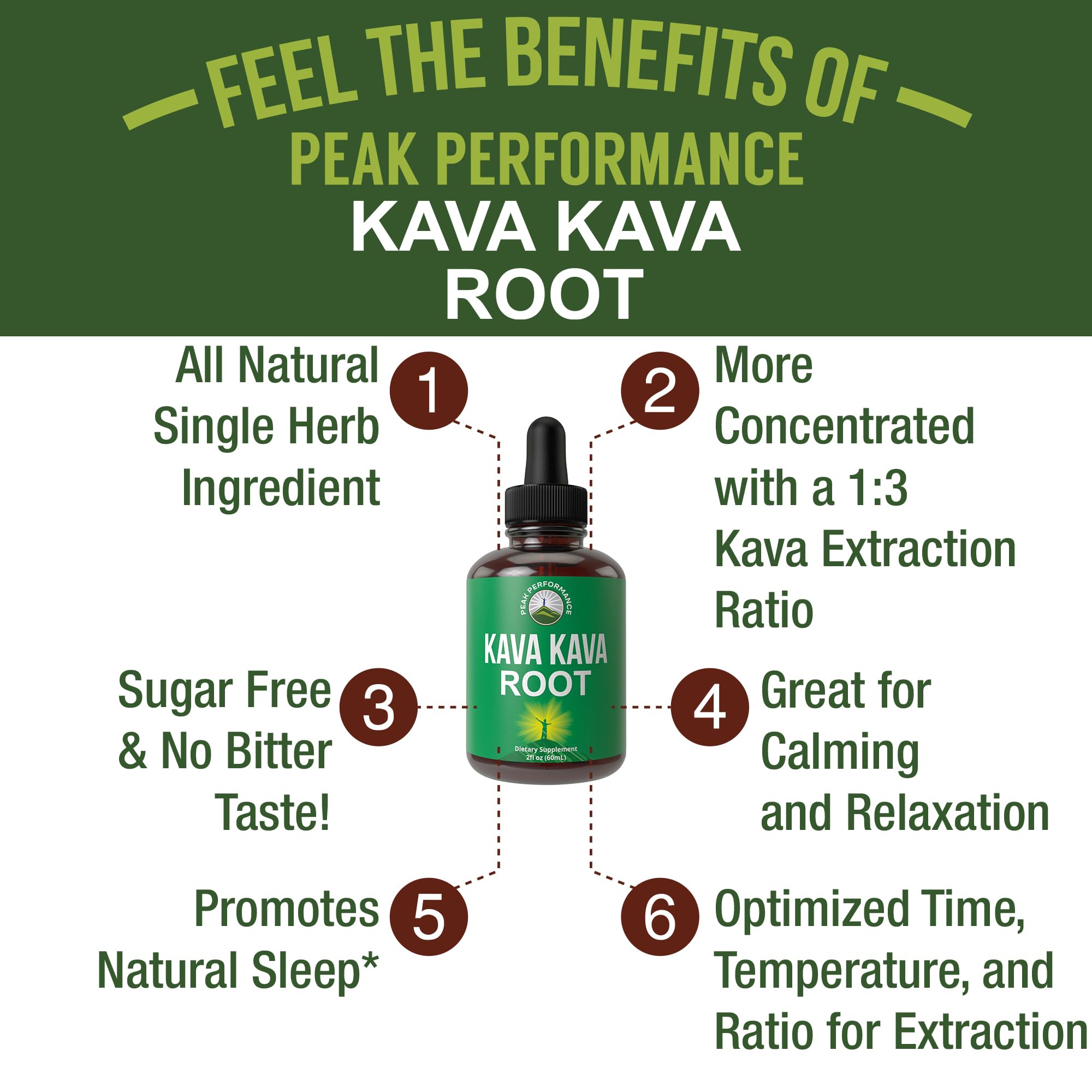Peak Performance Kava Kava Root Extract Calming Liquid Drops More Concentrated - 1:3 Extraction Ratio. Vegan Supplement Aid for Relaxation, Natural Sleep. Sugar Free Gluten Free USA Tested Tincture Peak Performance uk supplements