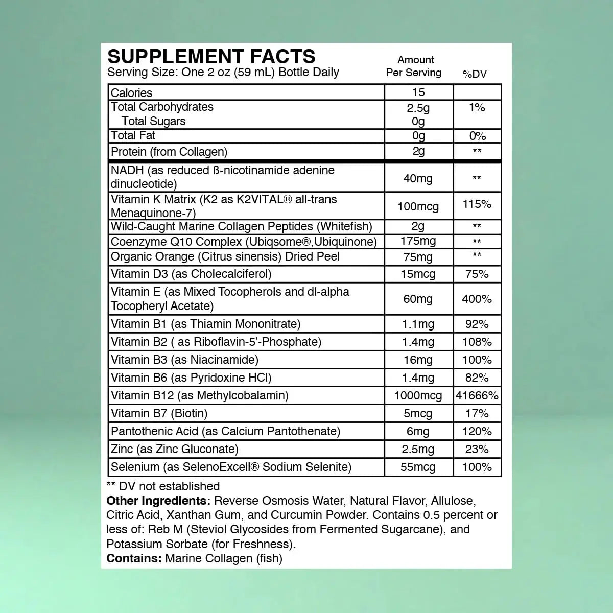 Strong Cell | Cellular Function Booster Liquid | NADH, CoQ10, Collagen. 90+% Absorption Rate. Vitamins B1, B2, B3, B6, B7, and B12. Vitamin K2 | 30 Count. Wellura uk supplements