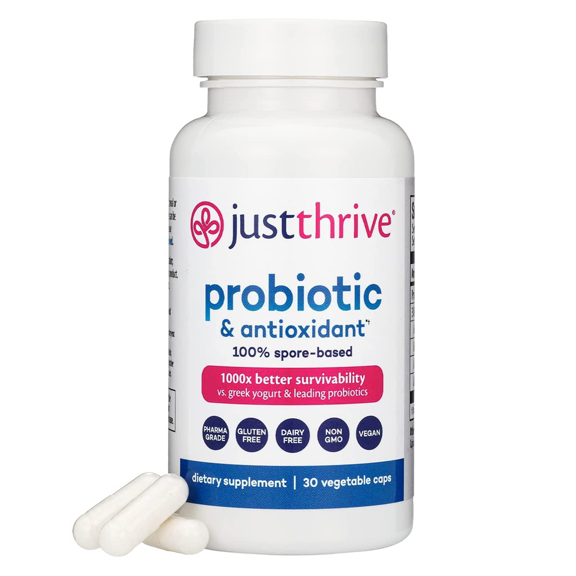 Just Thrive Probiotic & Antioxidant Supplement - 100% Spore-Based Digestive and Immune Support - Gluten Free, 30 Caps Just Thrive uk supplements
