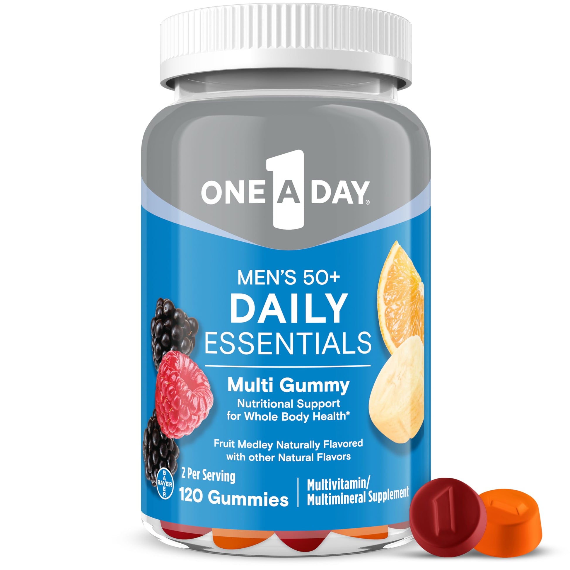 One A Day Men’s 50+ Daily Essentials Multivitamin Gummies, Multivitamin for Men Over 50, Fruit Medley Flavor, 120 Gummies ONE A DAY uk supplements