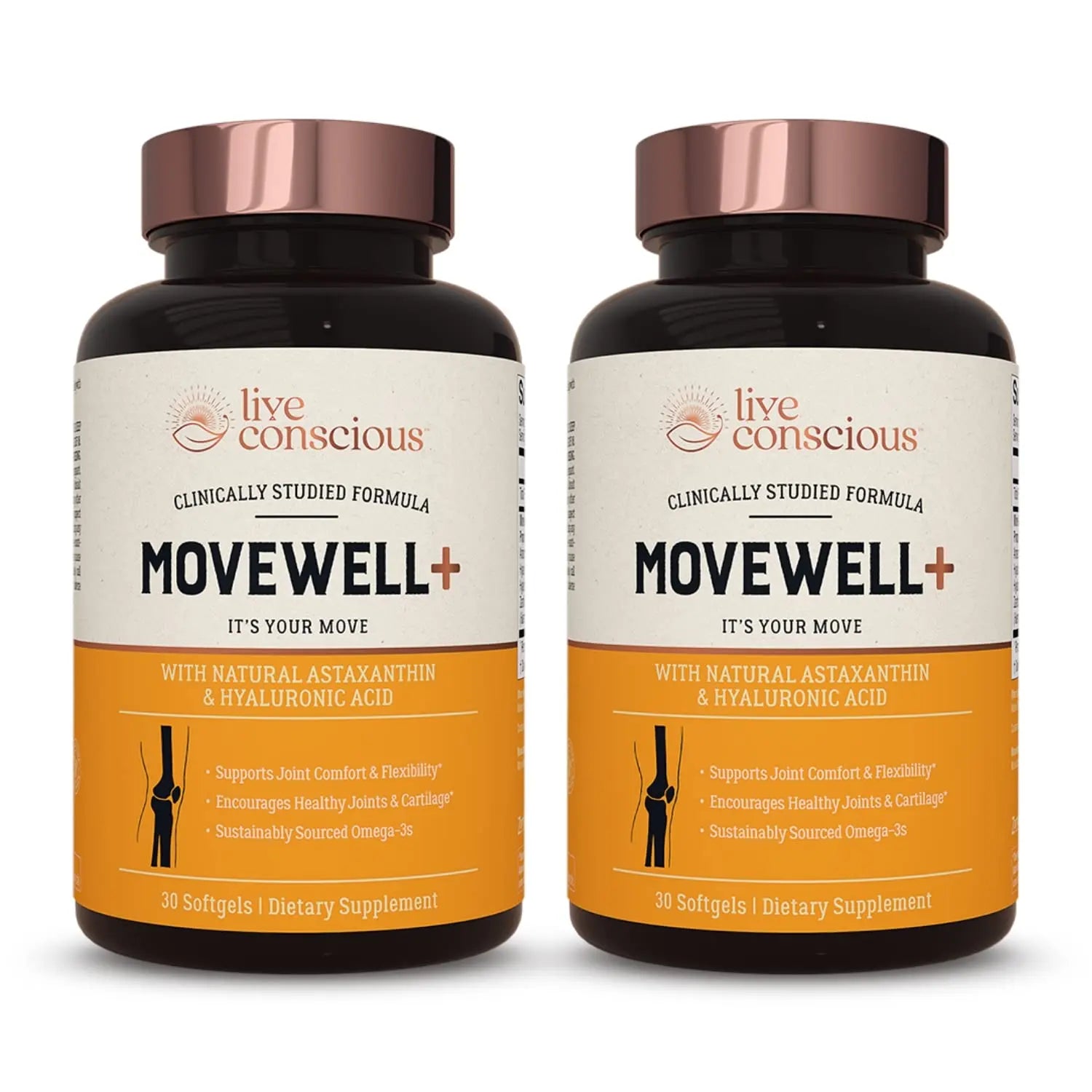 Live Conscious Joint Health Supplement - MoveWell Plus Antarctic Krill Oil, Natural Astaxanthin and Hyaluronic Acid | Outperforms Glucosamine (2 Pack) Live Conscious uk supplements