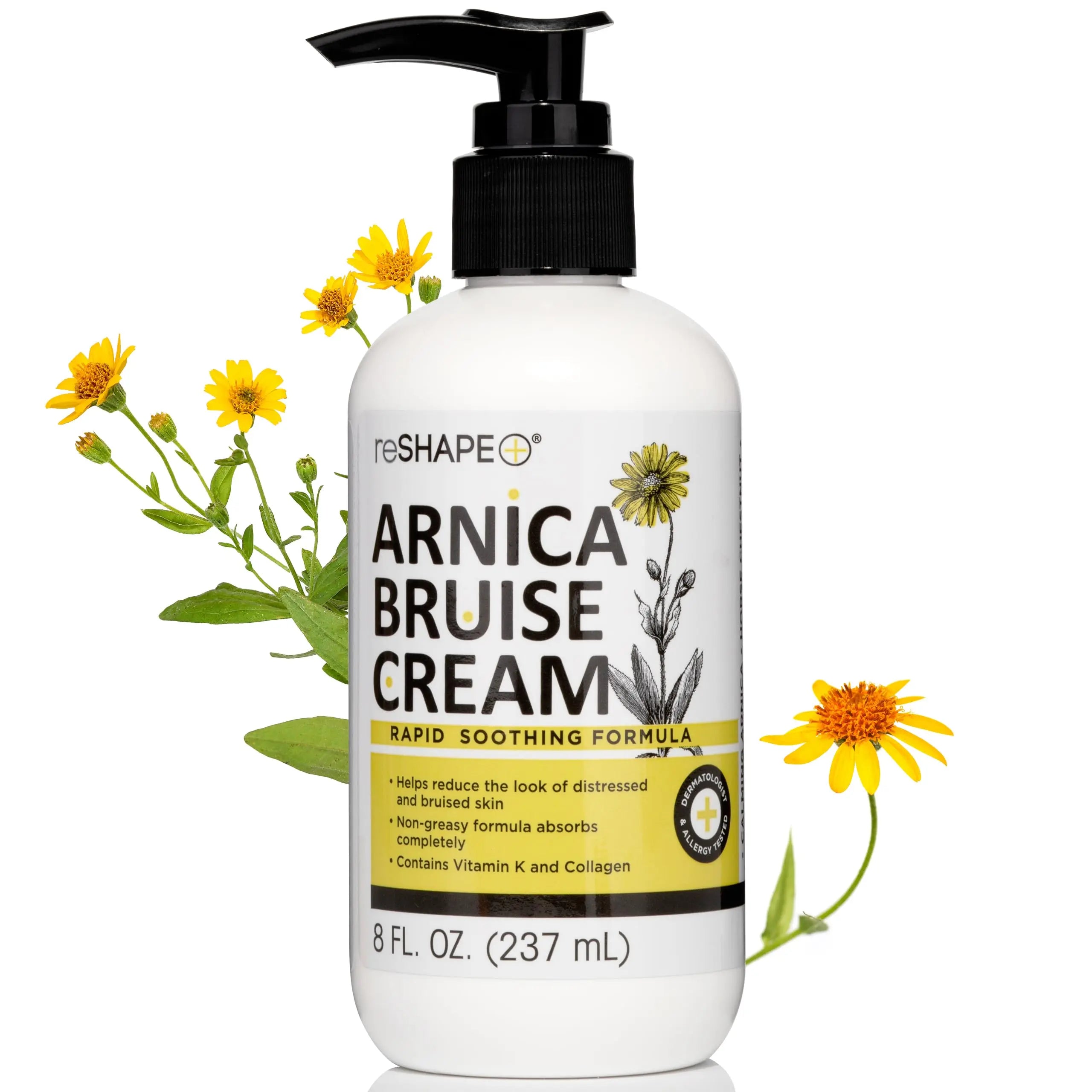 Reshape+ Arnica Bruise Relief Topical Cream For Bruising, Swelling, & Discoloration On Skin, Natural Skin Care Homeopathic Arnica Lotion W/Vitamin K, Horse Chestnut, & Collagen, Large 8 Fl Oz Reshape+ uk supplements