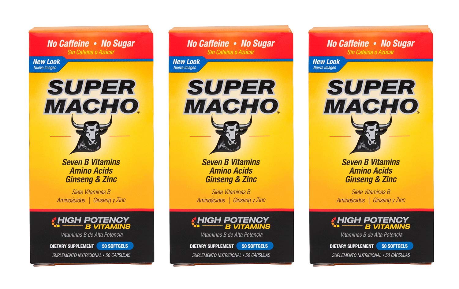 Super Macho Dietary Supplement with High Potency Zinc & 7 B Vitamins, No Preservatives, Sugar or Caffeine, Made in USA, 50 Softgels (3 Pack) Super Macho uk supplements
