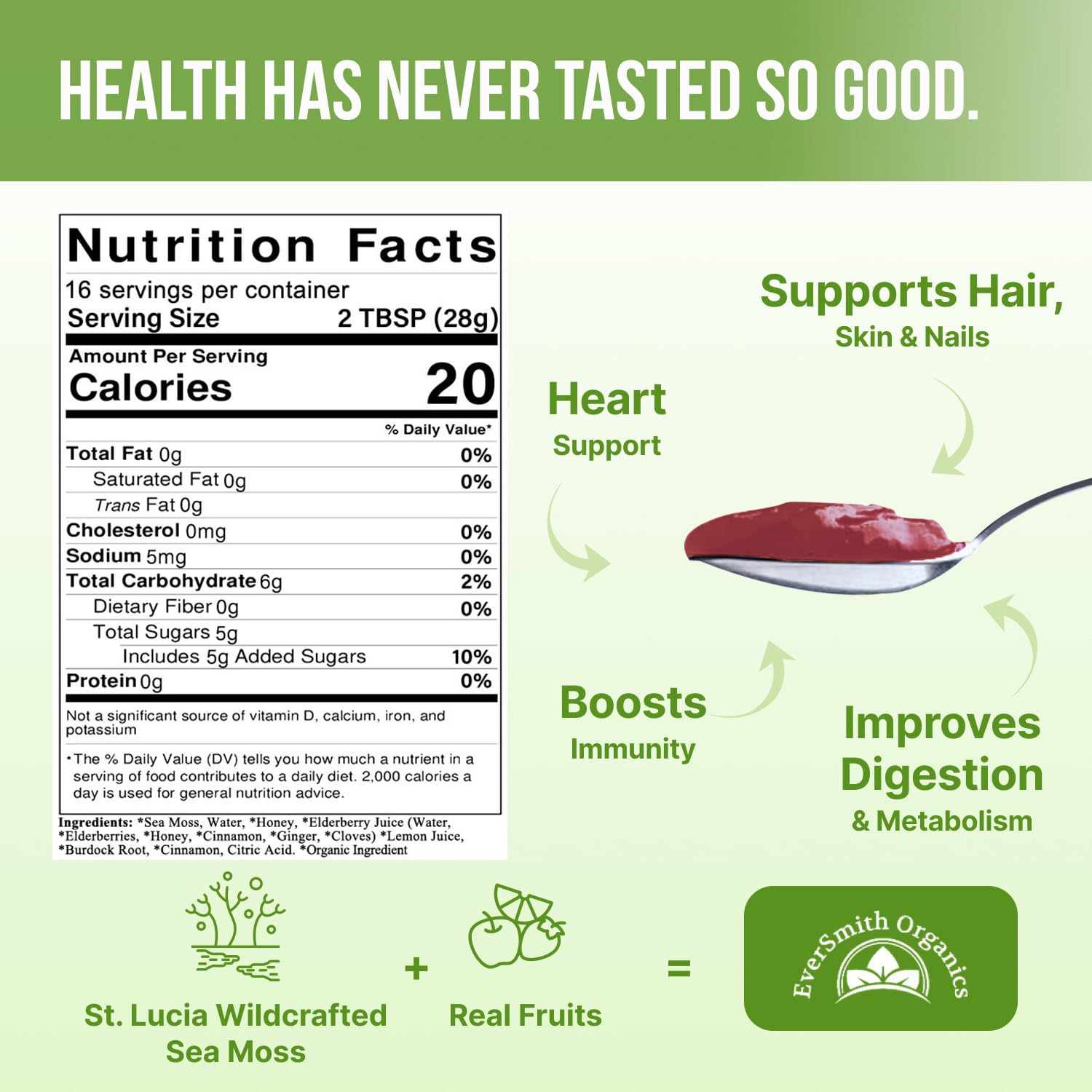 EverSmith Organics - Wildcrafted Irish Sea Moss Gel | Made in USA | Rich in Vitamins EverSmith Organics uk supplements