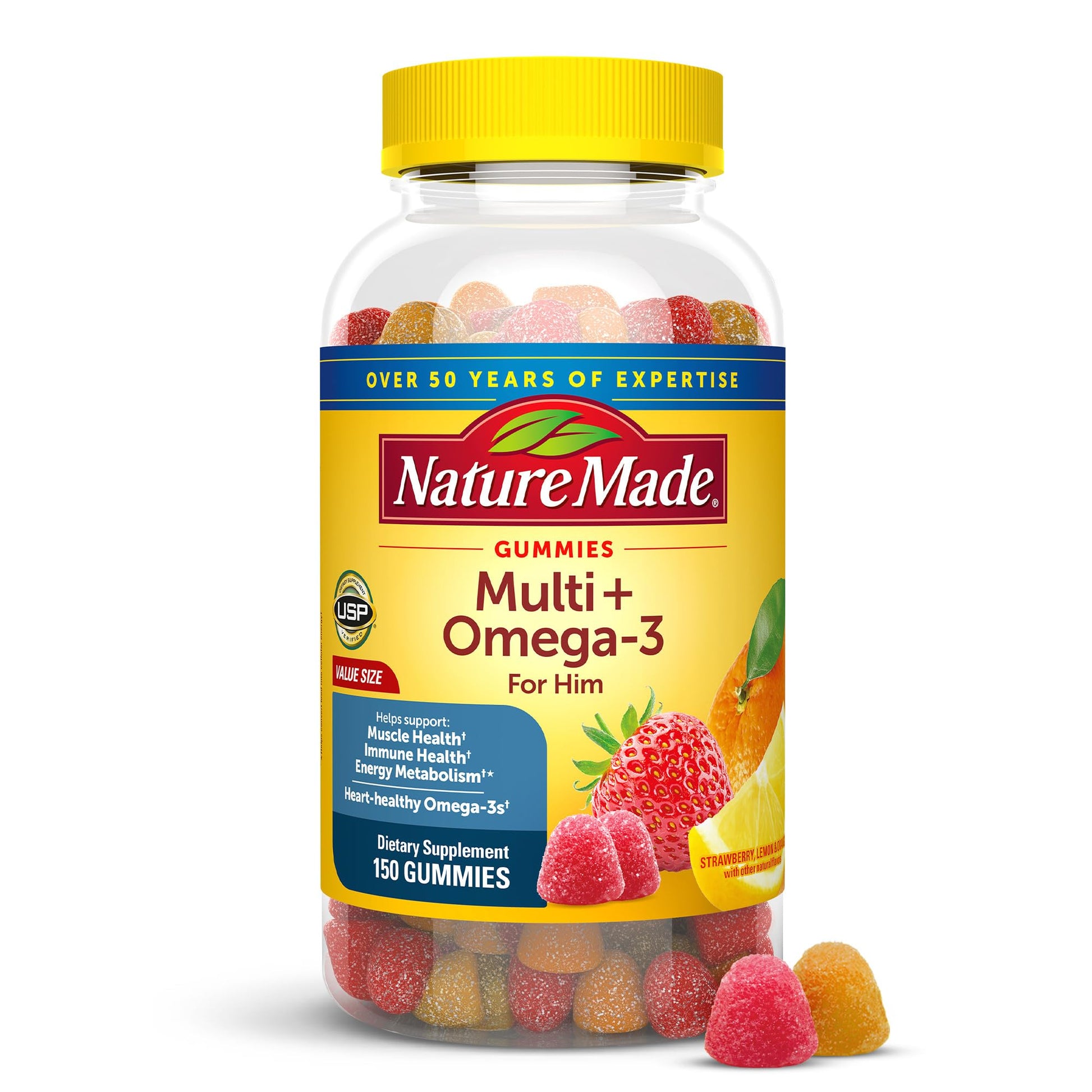 Nature Made Mens Multivitamin Gummies with Omega-3, Mens Gummy Multivitamins for Daily Nutritional Support, 150 Gummy Vitamins and Minerals Nature Made uk supplements