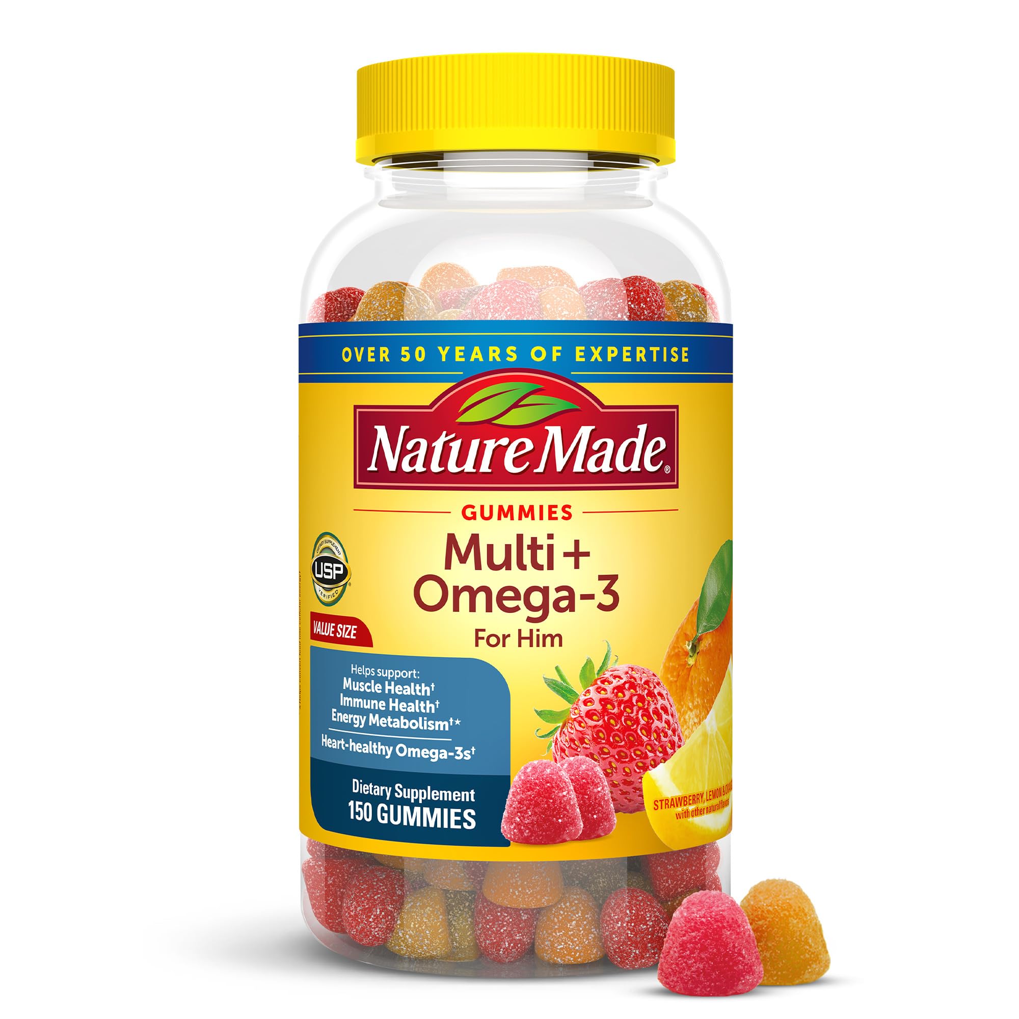 Nature Made Mens Multivitamin Gummies with Omega-3, Mens Gummy Multivitamins for Daily Nutritional Support, 150 Gummy Vitamins and Minerals Nature Made uk supplements