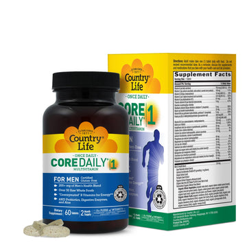 Country Life Core Daily-1 for Men - Multivitamin with Probiotics, Saw Palmetto, Pumpkin Seed Extract, and Coenzymated B Vitamins - Gluten-Free and Vegetarian - 60 Tablets Country Life uk supplements