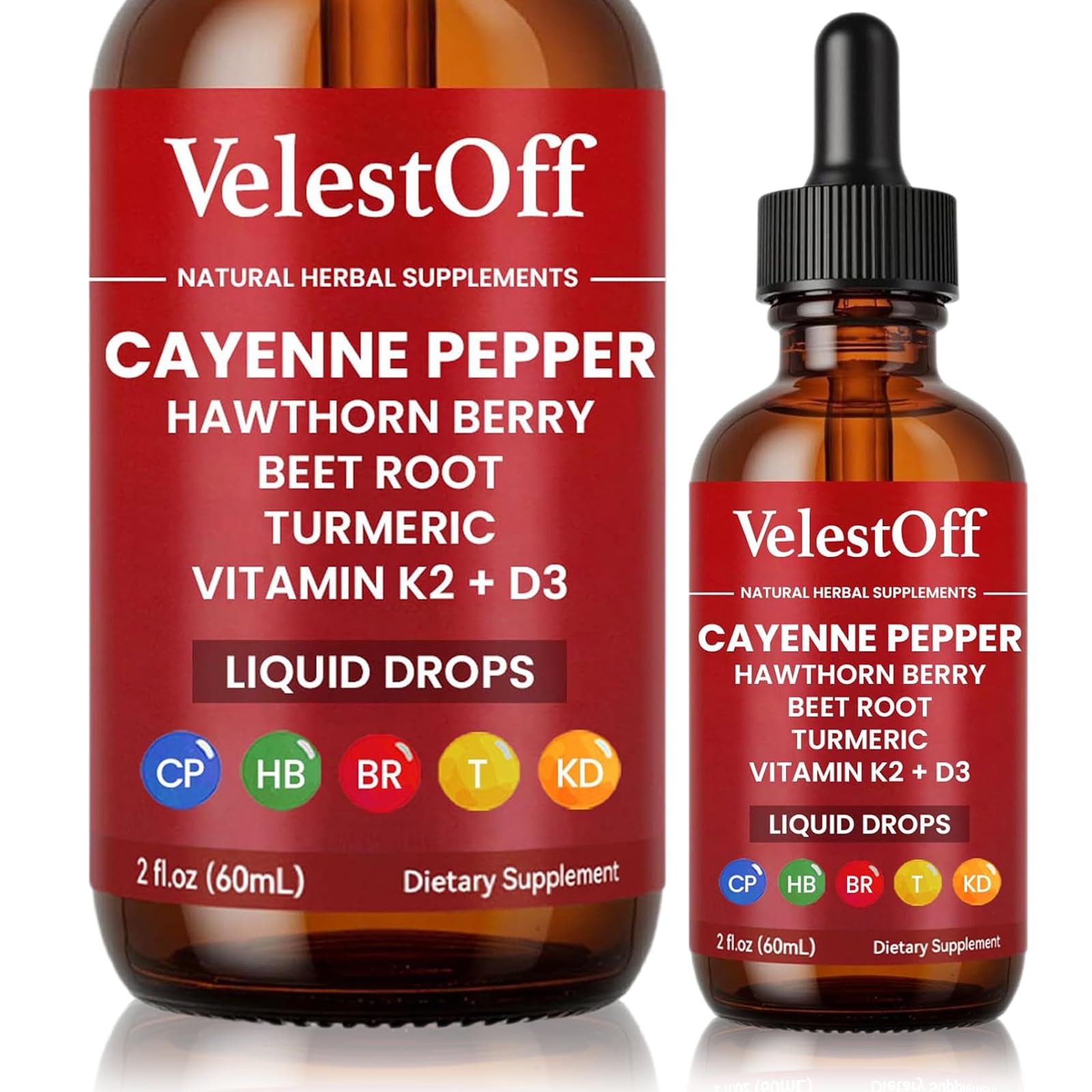 Velestoff Cayenne Pepper Drops, Cayenne Circulation Blend with Hawthorn Beet Root Turmeric Vitamin K2 D3 - Vegan, Non-GMO - 2FL.OZ (1 PCS) Velestoff uk supplements