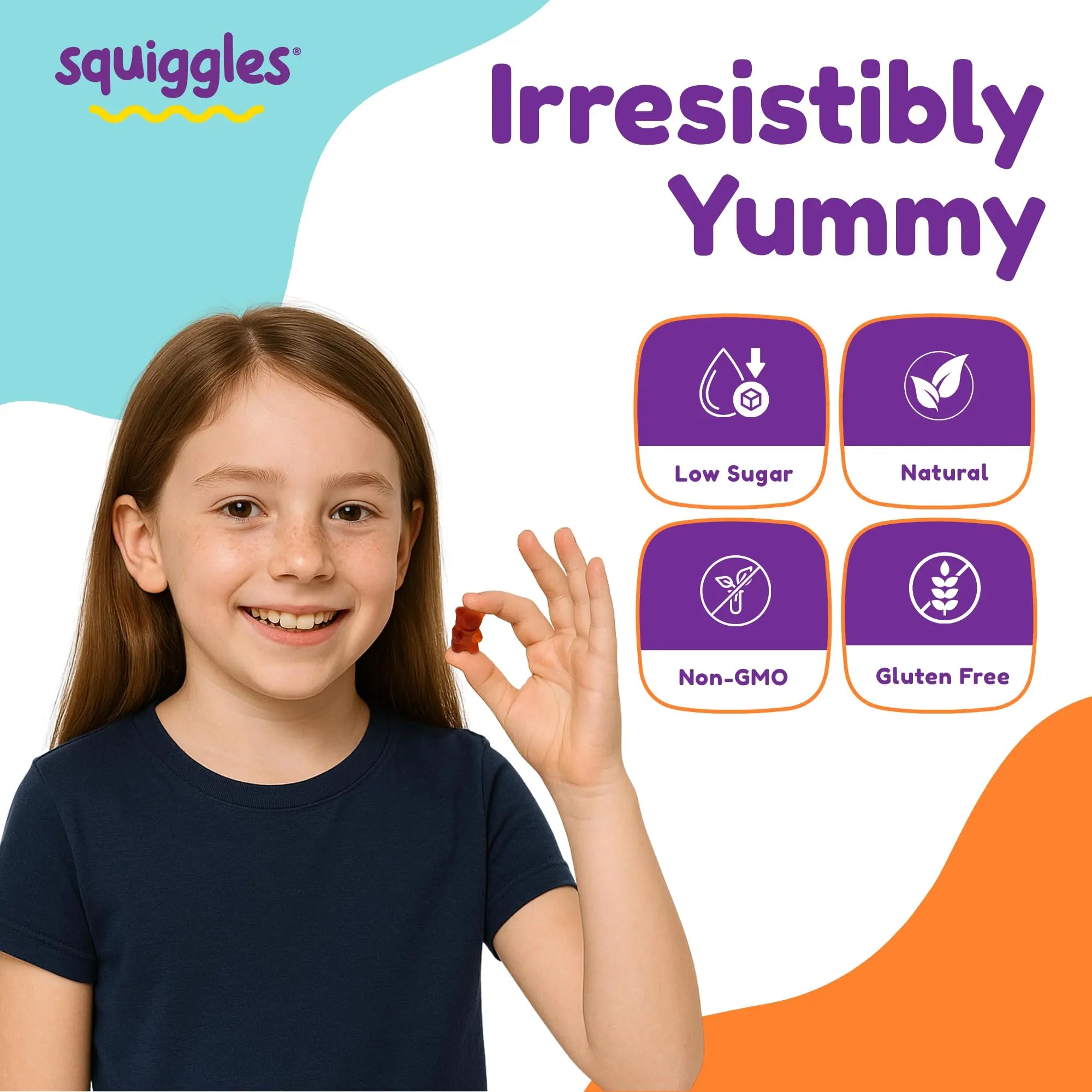 Squiggles Kids Multivitamin + Iron Gummies - Low Sugar Gummy Vitamins with Iron Supplements for Kids Squiggles uk supplements
