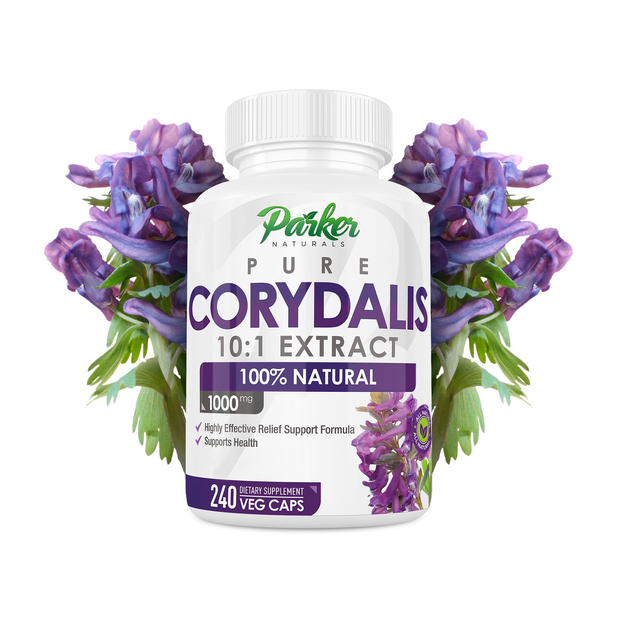Parker Naturals Pure Corydalis Root Extract Capsule - 1000mg Strength, 10:1 Corydalis Yanhusuo Extract, Natural Relief, Long Lasting, 100% Vegetarian, 120 Servings, 240 Count Parker Naturals uk supplements