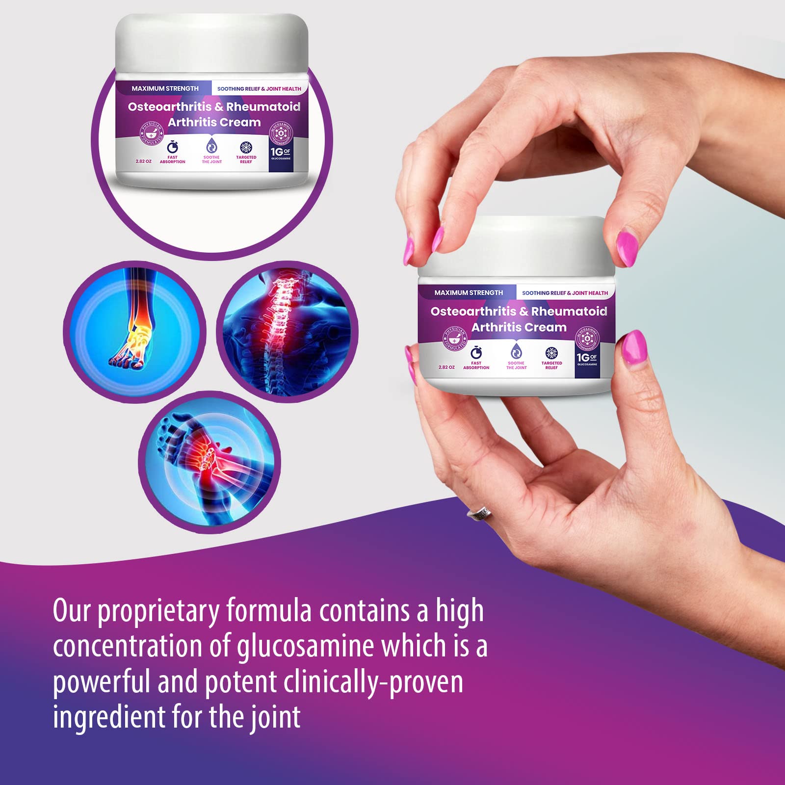Osteoarthritis And Rhematoid Arthritis Cream By PMT – Soothing Relief For Your Knees and Hands. Includes 1 Gram Of Glucosamine; Arnica, Arginine, Glucosamine, Aloe - Cooling relief for Hands and Knees M PAIN MANAGEMENT TECHNOLOGIES uk supplements