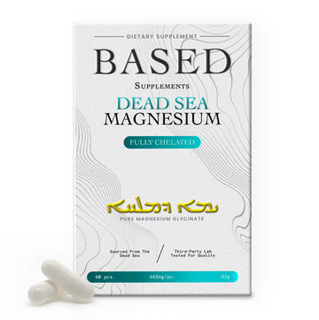Based Dead Sea Magnesium | Pure Magnesium Glycinate | Support Stress Relief, Sleep, Heart Health, Nerves, Muscles, and Metabolism | 60 Capsules Based Supplements uk supplements