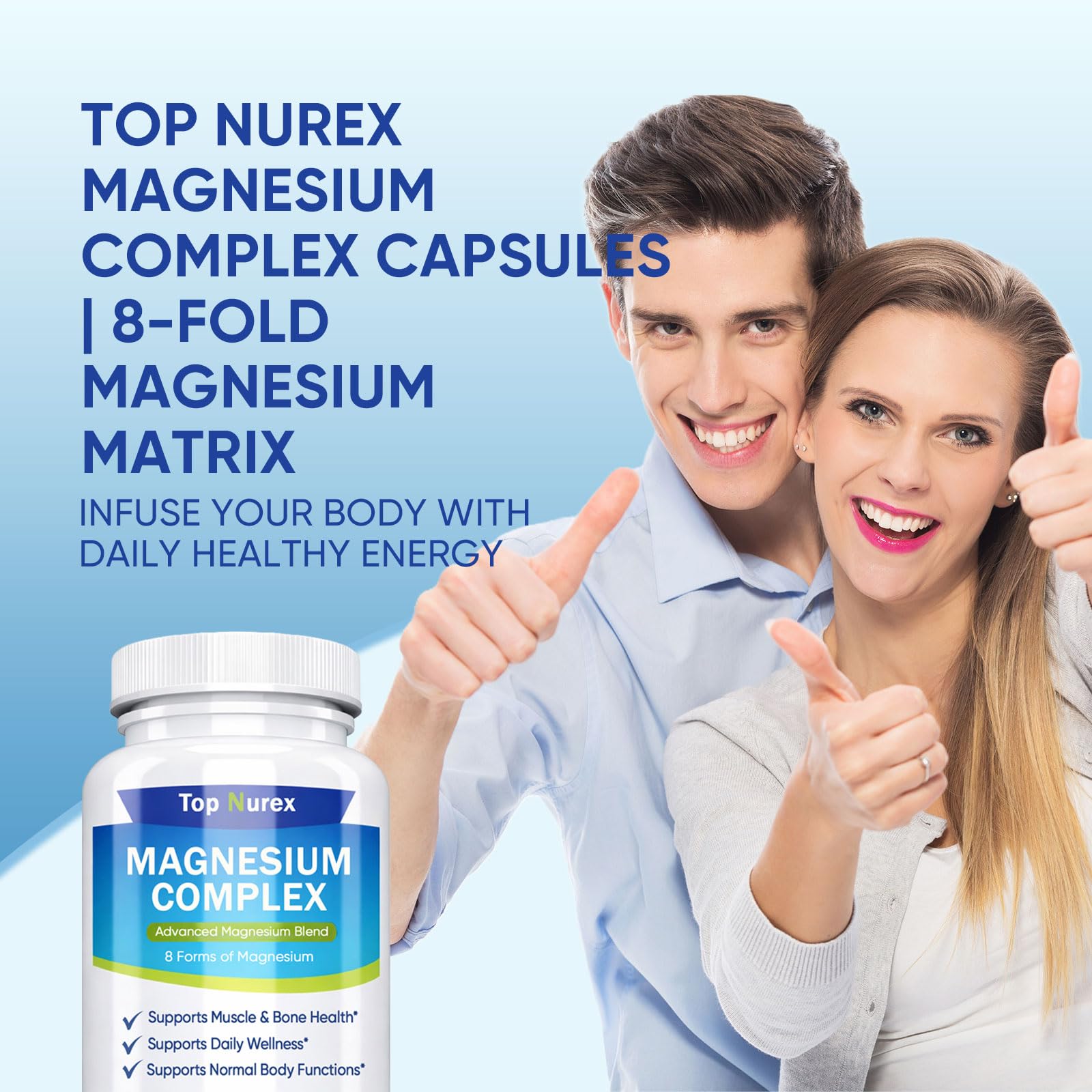 Top Nurex Magnesium Complex 1000 mg, 8-Source Magnesium Blend with Glycinate, Citrate, Malate & Taurate, Vegan Non-GMO Formula, 90 Capsules Kunnozz uk supplements