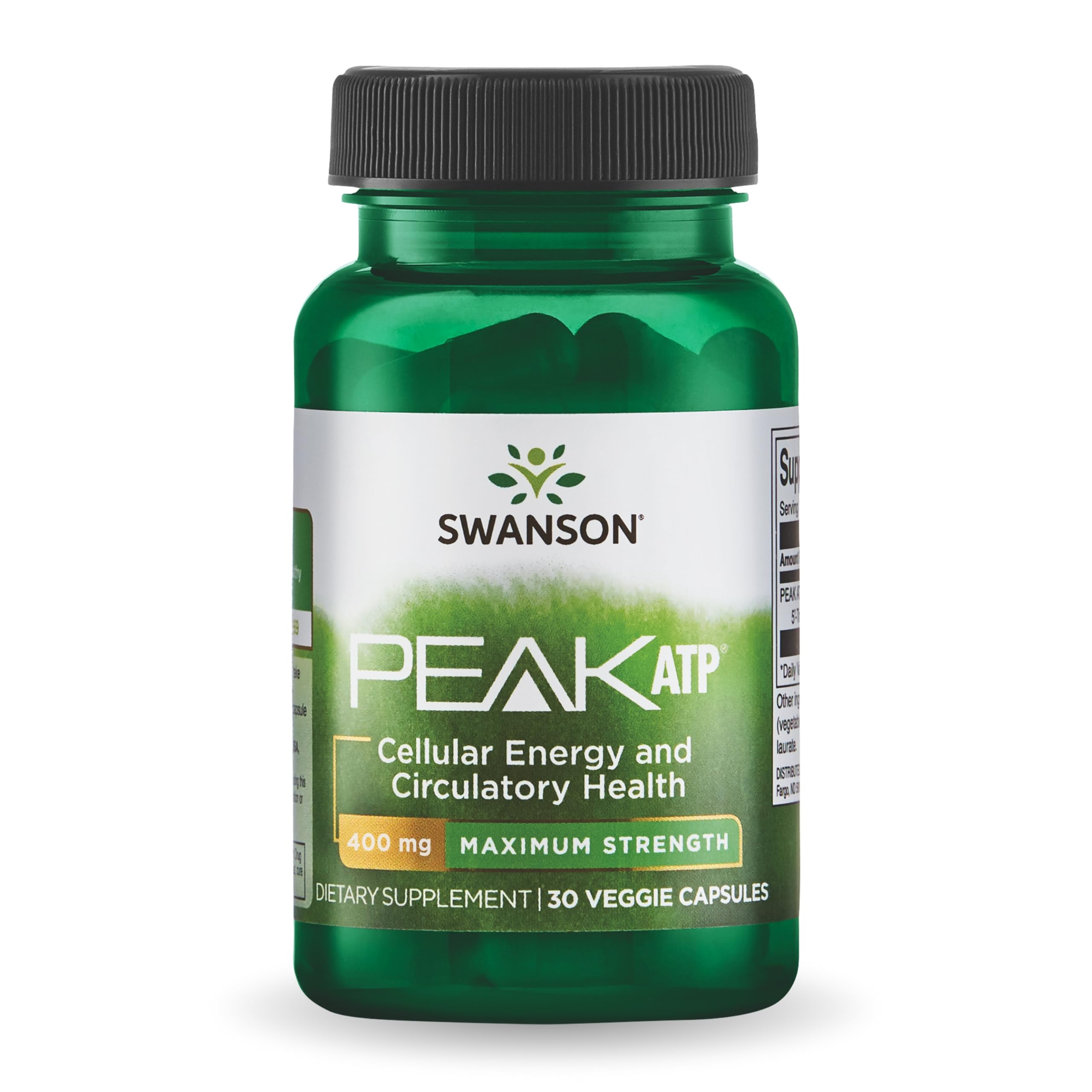 Swanson Maximum Strength Peak ATP-Natural Supplement Promoting Cellular Energy Support-Supports Physical Performance and Promotes Healthy Blood Flow Support-(30 Veggie Capsules, 400mg Each) 1 Pack Swanson uk supplements