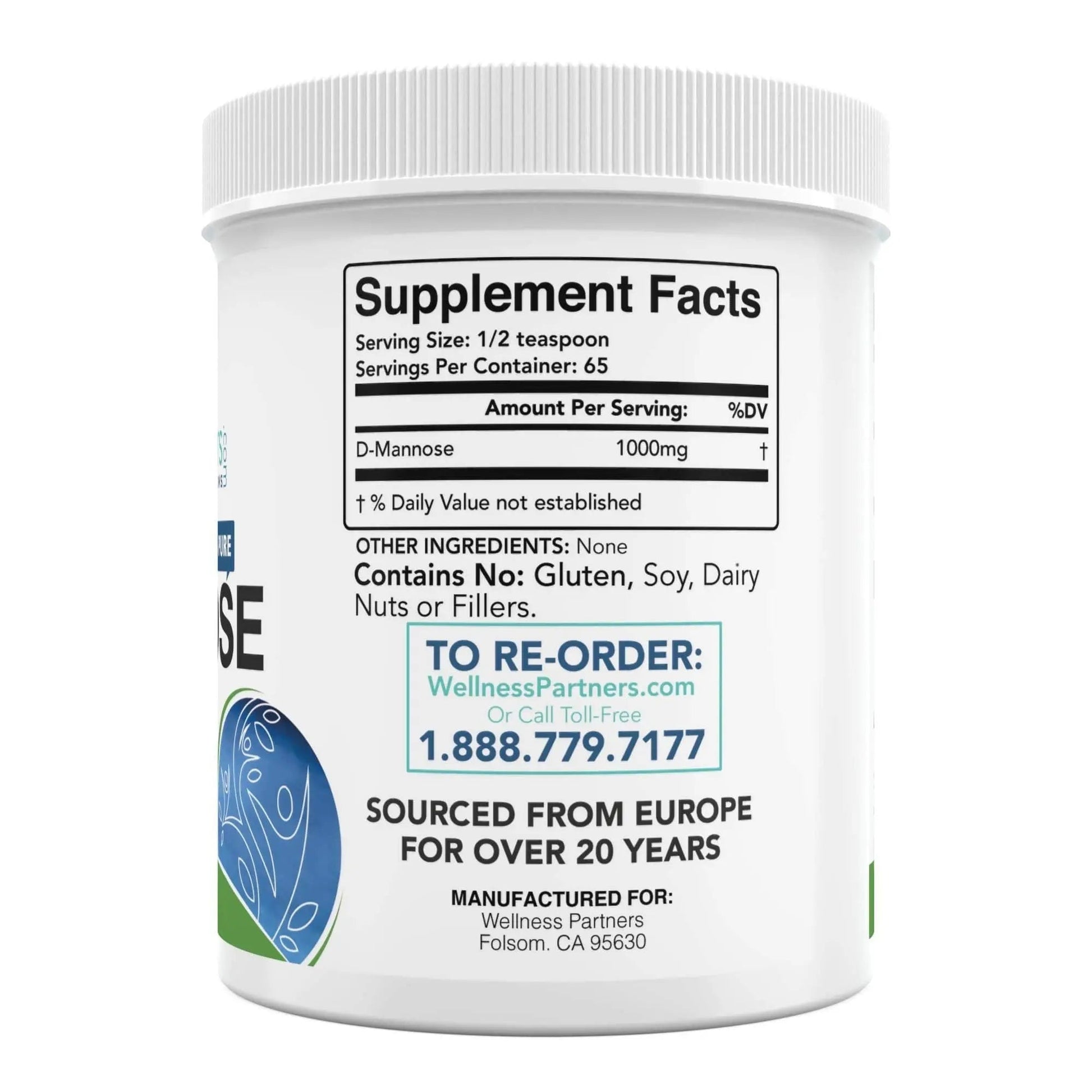 Now New UTI-Slip D Mannose Non GMO Organic Source Powder 65g jar WellnessPartners uk supplements