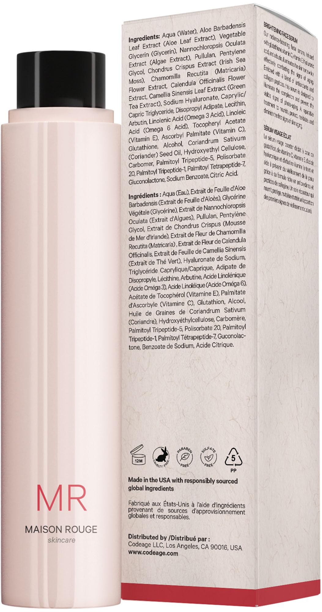 Maison Rouge Brightening Face Serum Refill by Codeage – Glutathione, Vitamin C, E, Hyaluronic Acid & Collagen – Radiance & Antioxidant Support – Paraben-Free – For All Skin Types – 1.7 fl oz Codeage uk supplements
