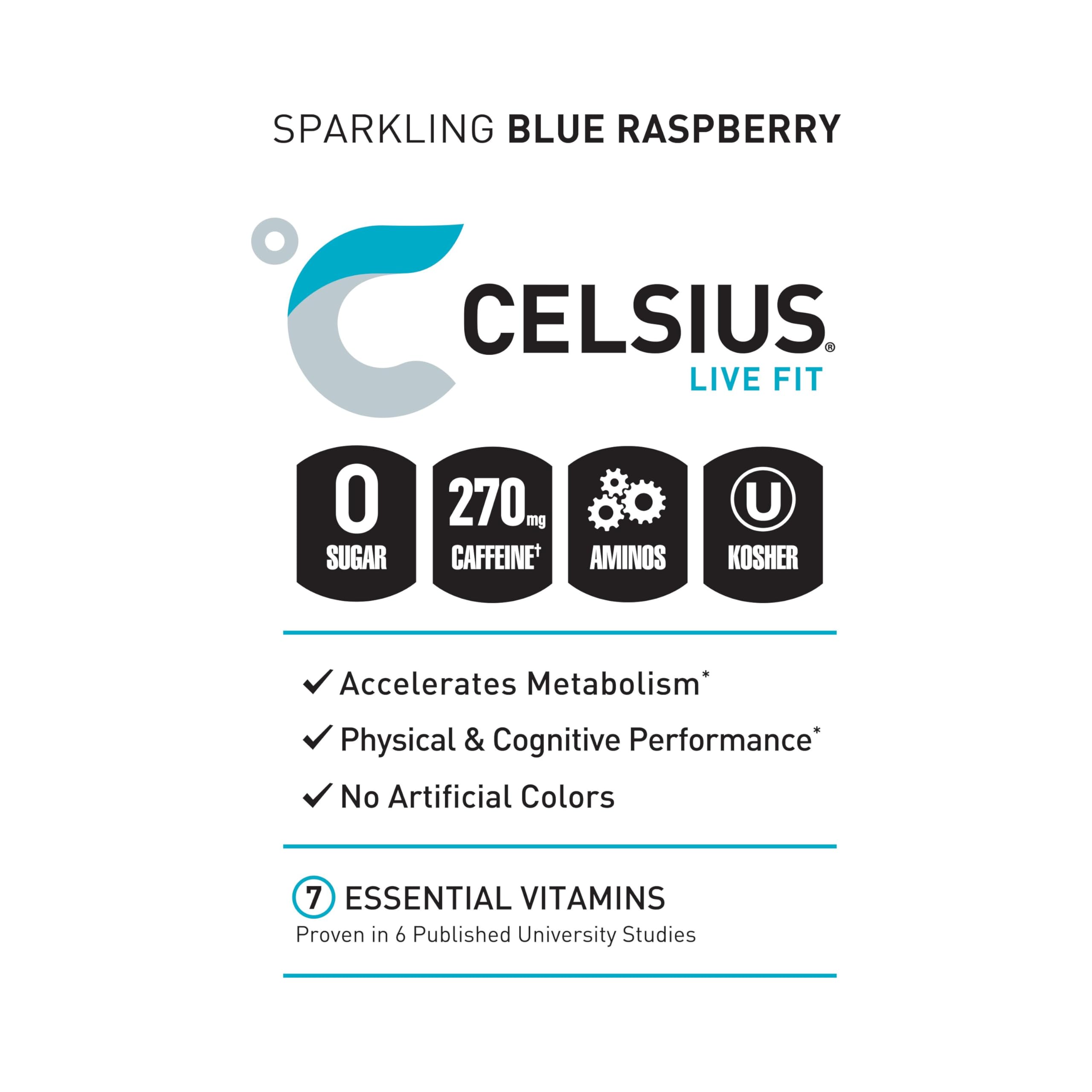 CELSIUS ESSENTIALS, Sparkling Blue Crush, Performance Energy Drink 16 Fl Oz (Pack of 12) CELSIUS uk supplements