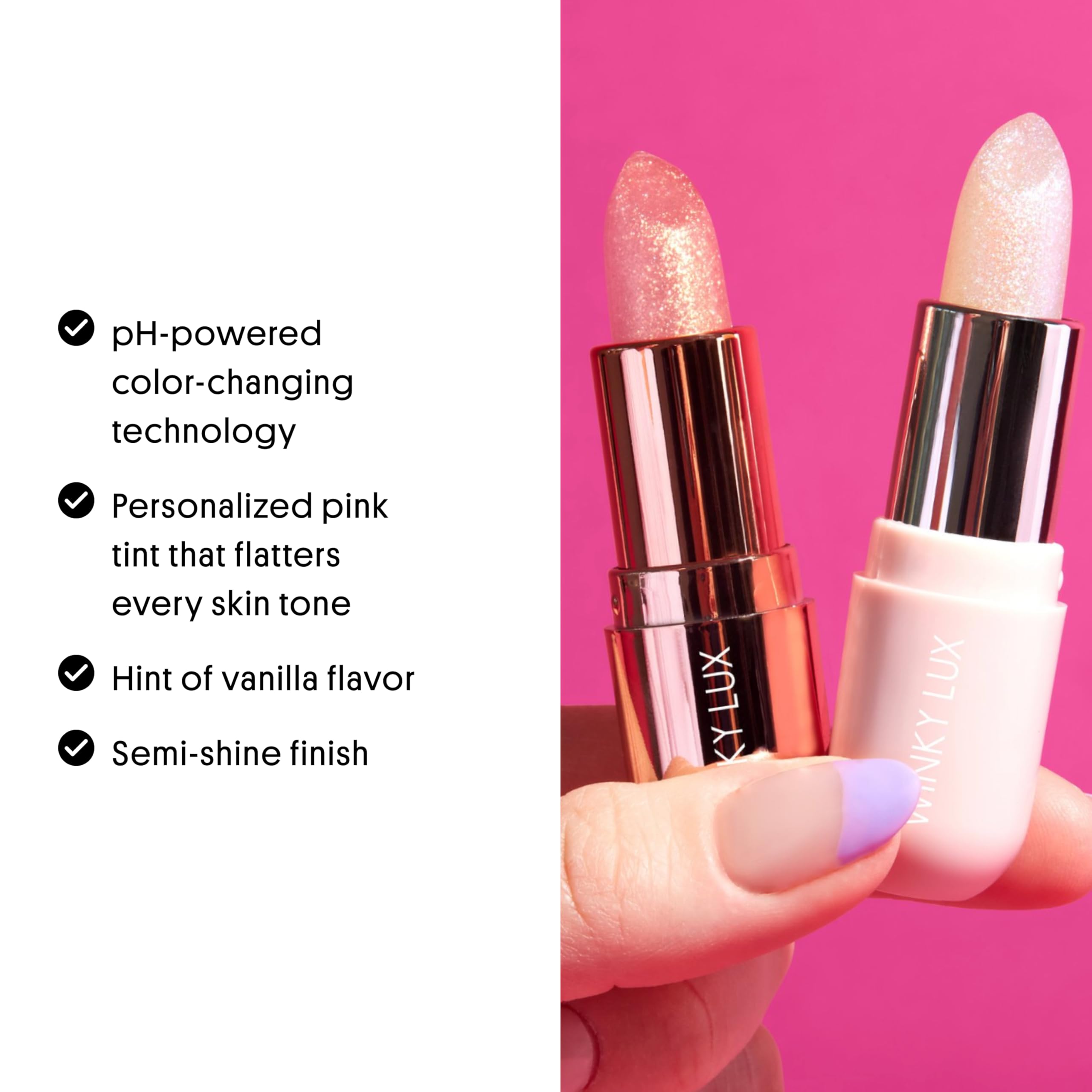 Winky Lux Unicorn Glimmer Balm -Hydrating ph Lip Balm, Natural Pink Tint with pH Color Changing, Moisturize & Soften Lips While Leaving Sheer Pink Tint, with Vanilla Scent Winky Lux uk supplements