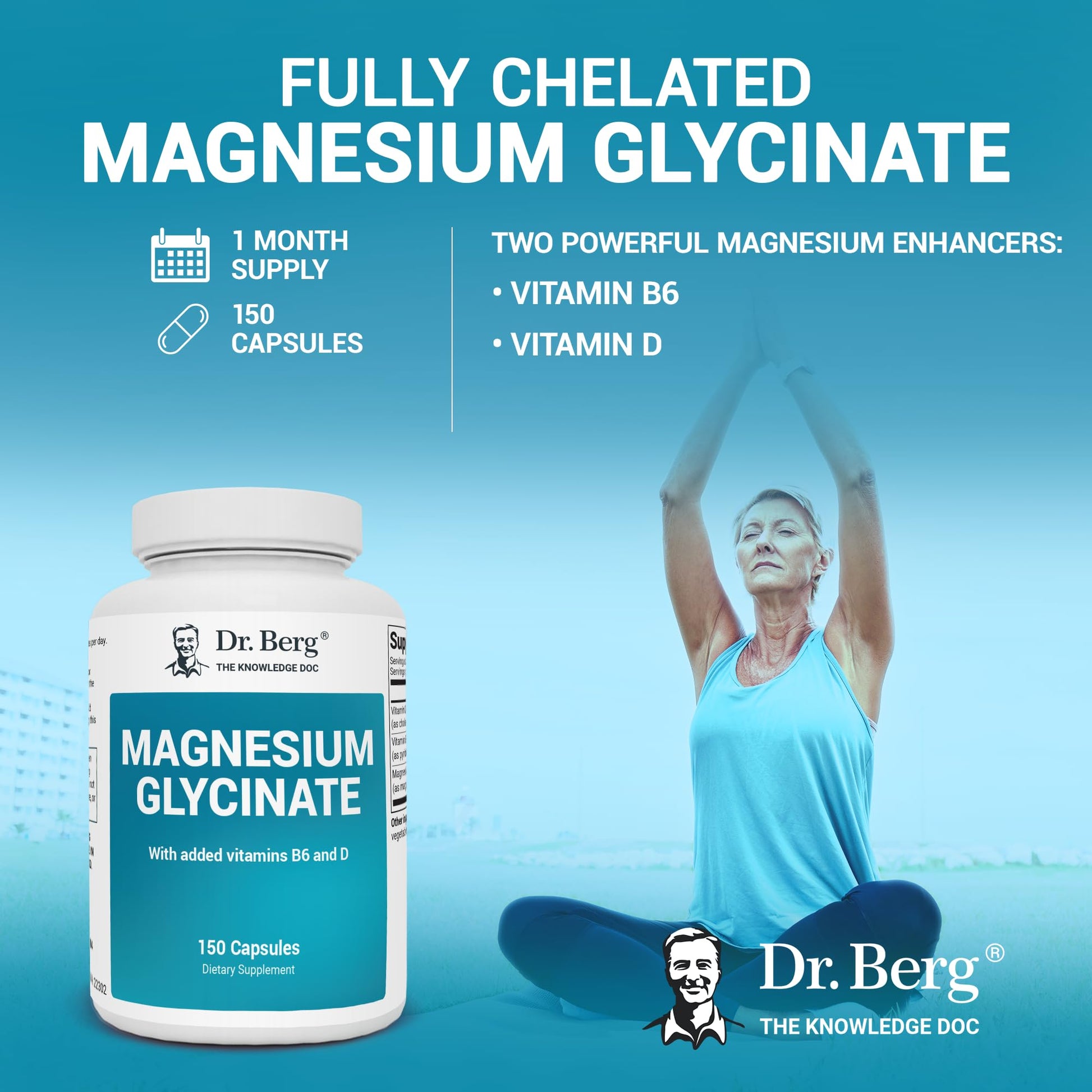 Dr. Berg's Magnesium Glycinate 400mg - Fully Chelated Veg Capsules for Stress Dr. Berg Nutritionals uk supplements
