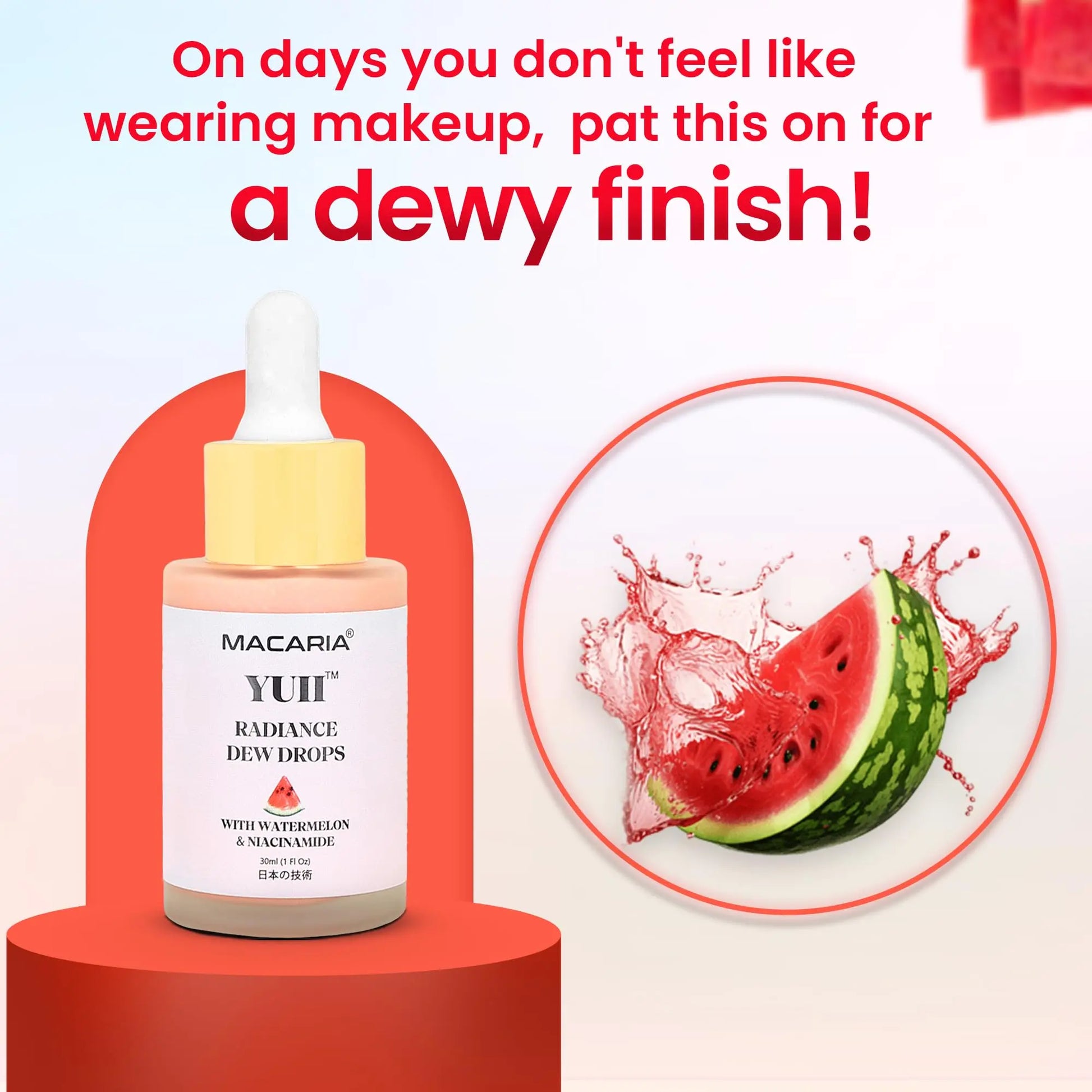 Yuii Niacinamide Serum Dew Drops - Face Moisturizer with Watermelon Fruit Extract - Glow Drops for Skincare and Makeup - Hydrating Formula for Radiant Skin - Pink Finish for Women & Girls MACARIA uk supplements