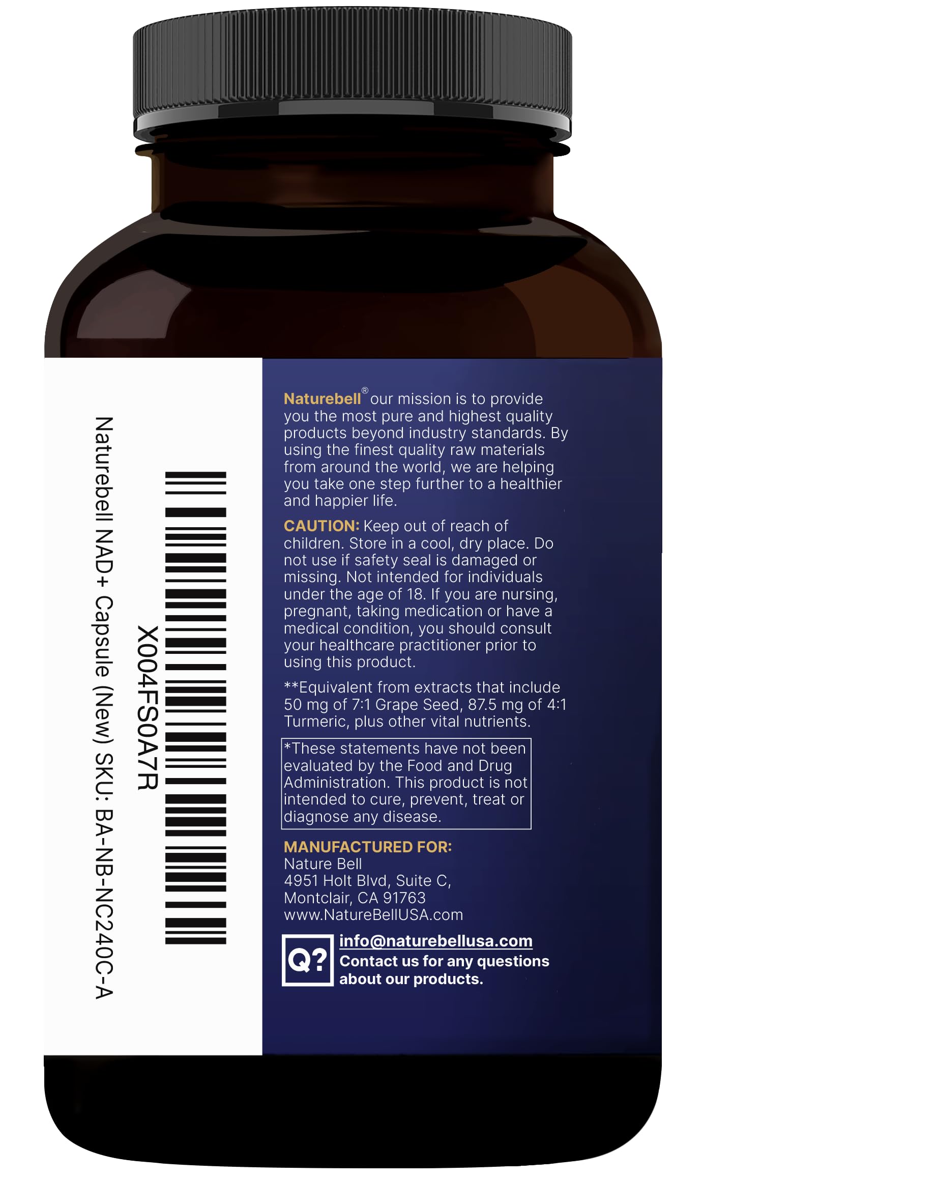 NatureBell NAD+ Complex 1,500mg Per Serving, 240 Veggie Capsules | NMN Supplement Alternative | NAD Plus Resveratrol, Hyaluronic Acid, Quercetin, Fisetin, Collagen, & More – Non-GMO NatureBell uk supplements